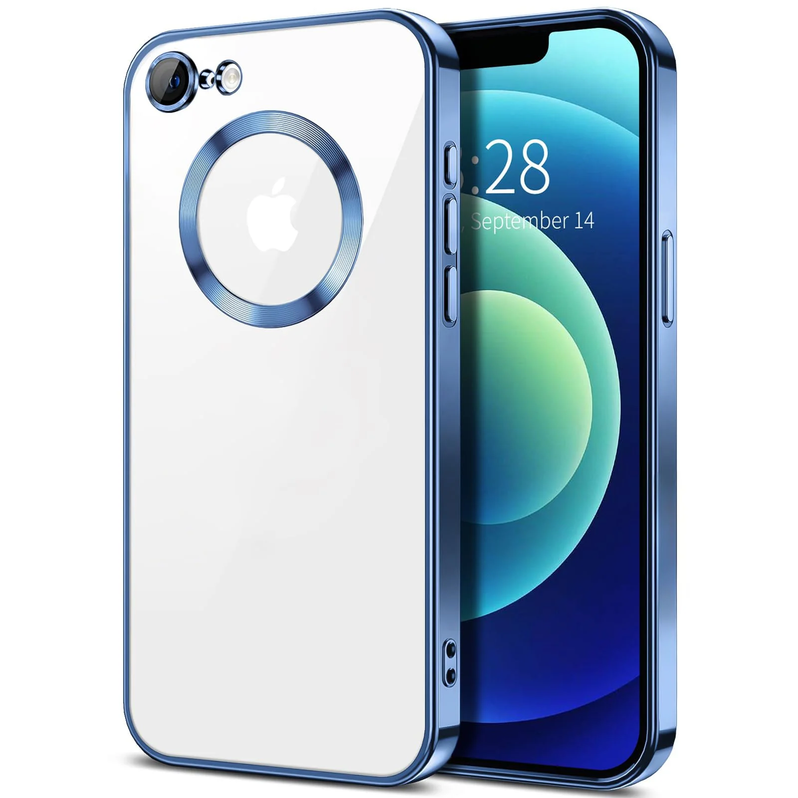 DL3 Mobilak Plated-Edge TPU Protective Case with Camera Protection for iPhone 7 / 8, iPhone SE 2022, SE 2020 - Metallic Blue