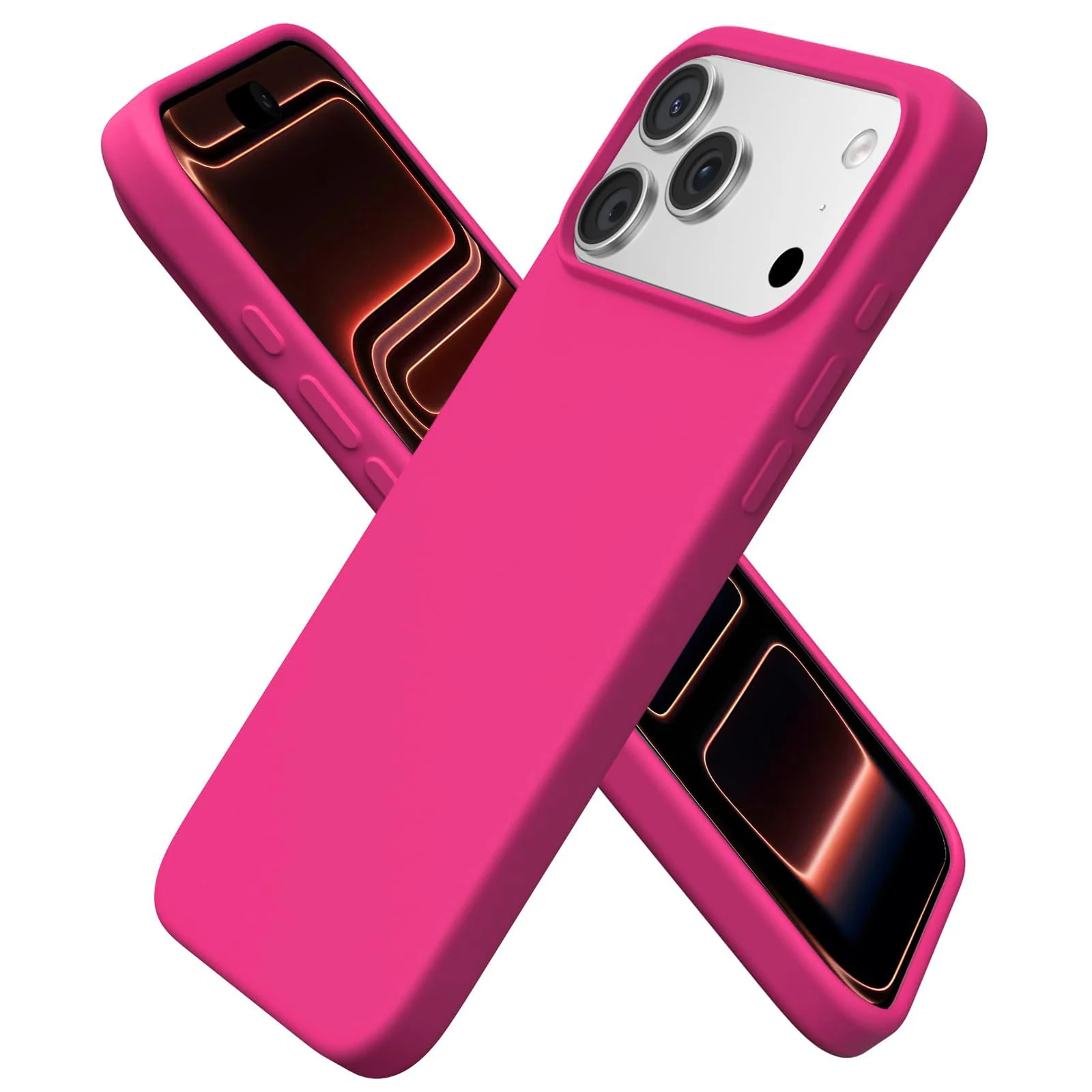 DL3 Mobilak Liquid Silicone Protective Case for iPhone 17 Pro 6.3-Inch with Microfiber Lining and Shockproof Design - Fuchsia