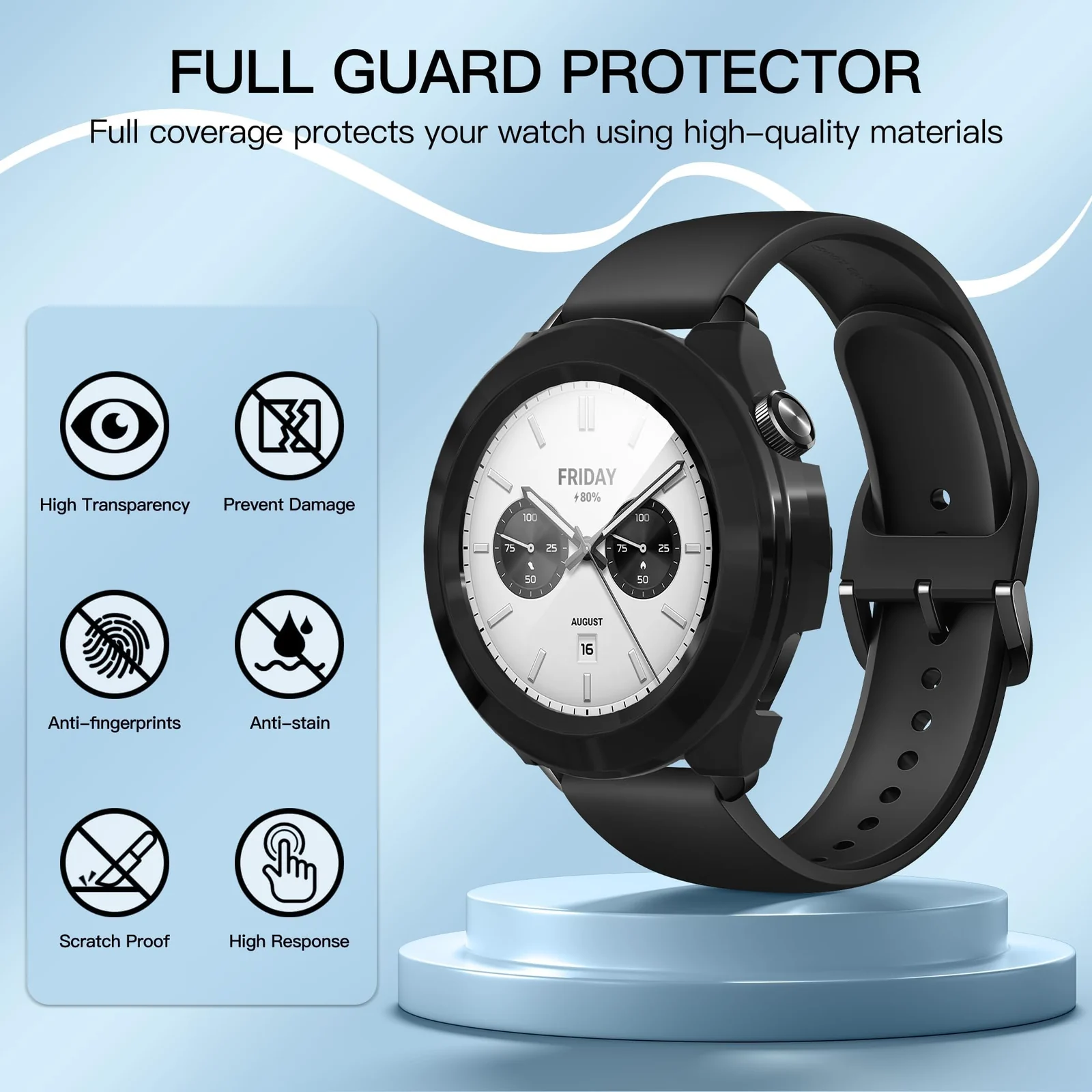 DL3 Mobilak Protective Case for Xiaomi Watch S4 Tempered Glass, Ultra Thin HD Glass Film Scratch Resistant PC Protection Cover, (Not for Xiaomi Watch S4 41mm/Sport) - Black