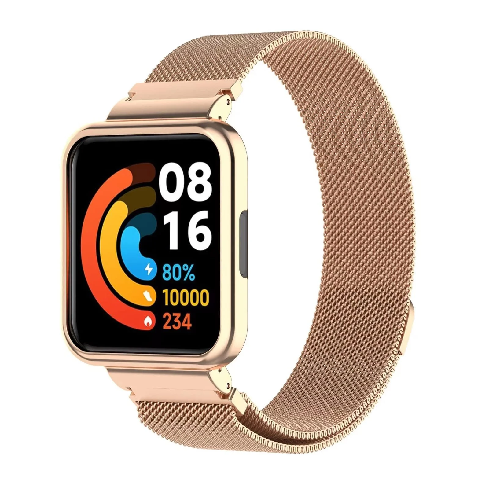 DL3 Mobilak Strap For Xiaomi Redmi Watch 2 Lite/Poco Watch/Redmi Watch 2 / Horloge 2, Magnetic Metal Stainless Steel Adjustable Wristbands Breathable Watch Band With Frame Metal - Rose Gold
