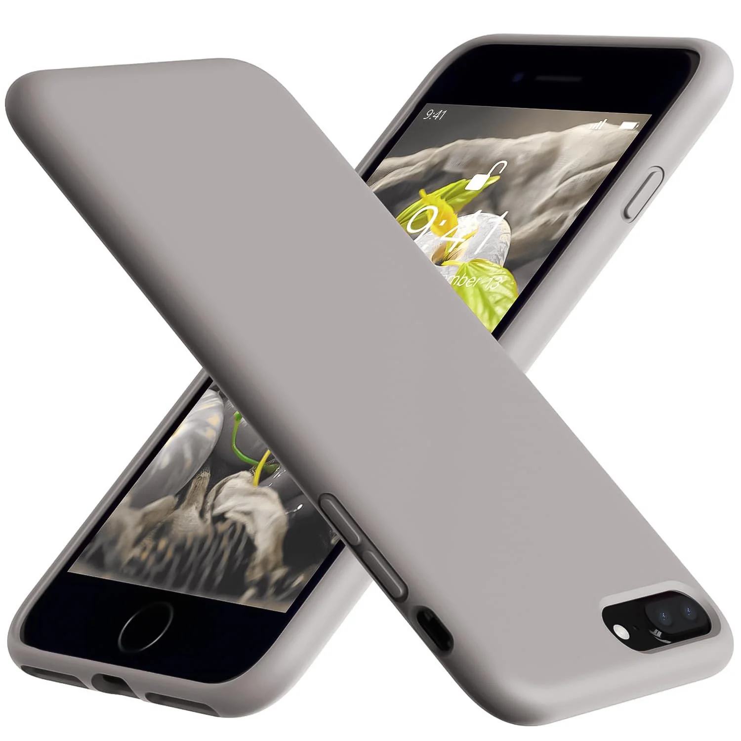 DL3 Mobilak Liquid Silicone Protective Case with Soft Microfiber Lining for iPhone 7 Plus / iPhone 8 Plus - Stone
