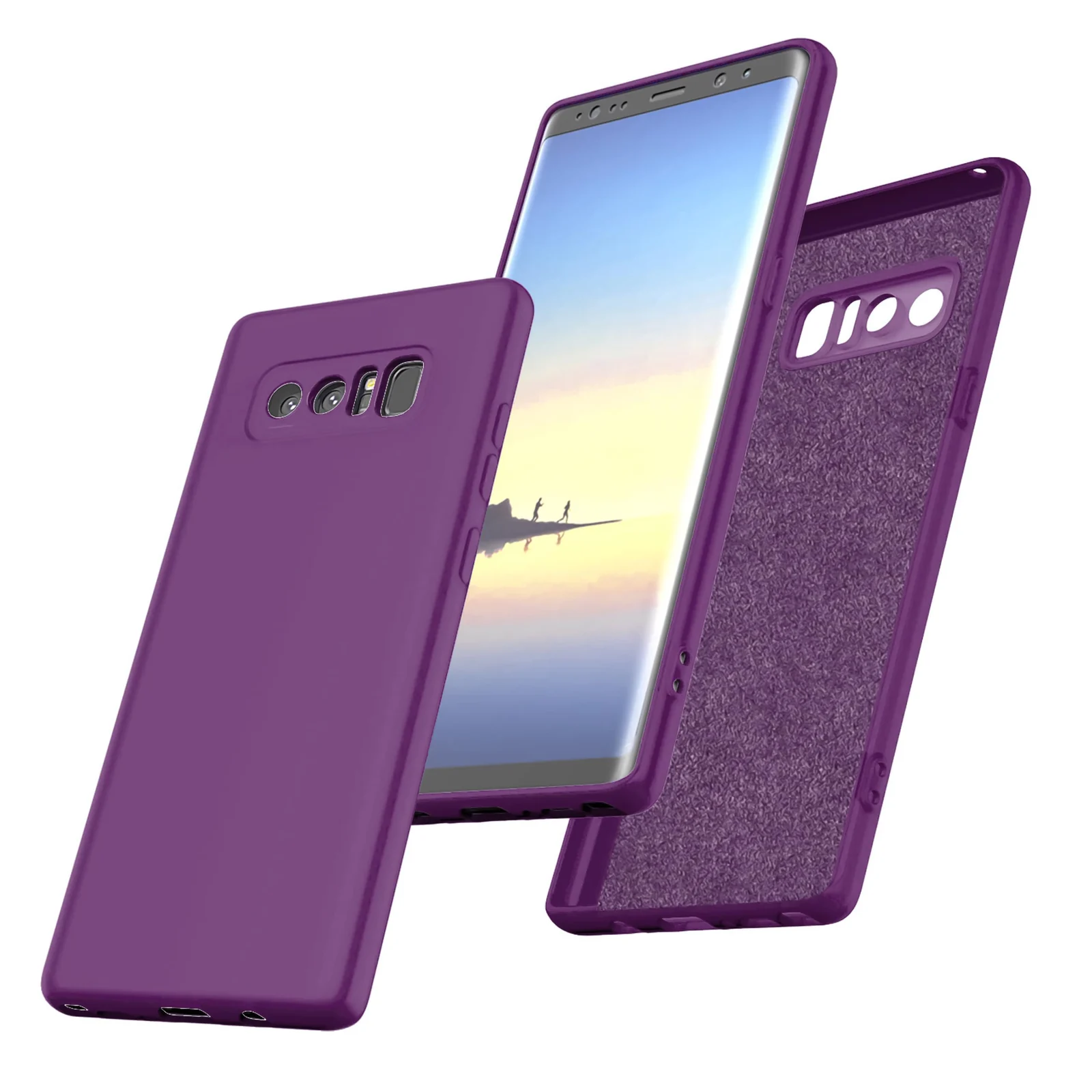 DL3 Mobilak Liquid Silicone Protective Case with Soft Microfiber Lining with Full Camera Protection for Samsung Galaxy Note 8 - Violet