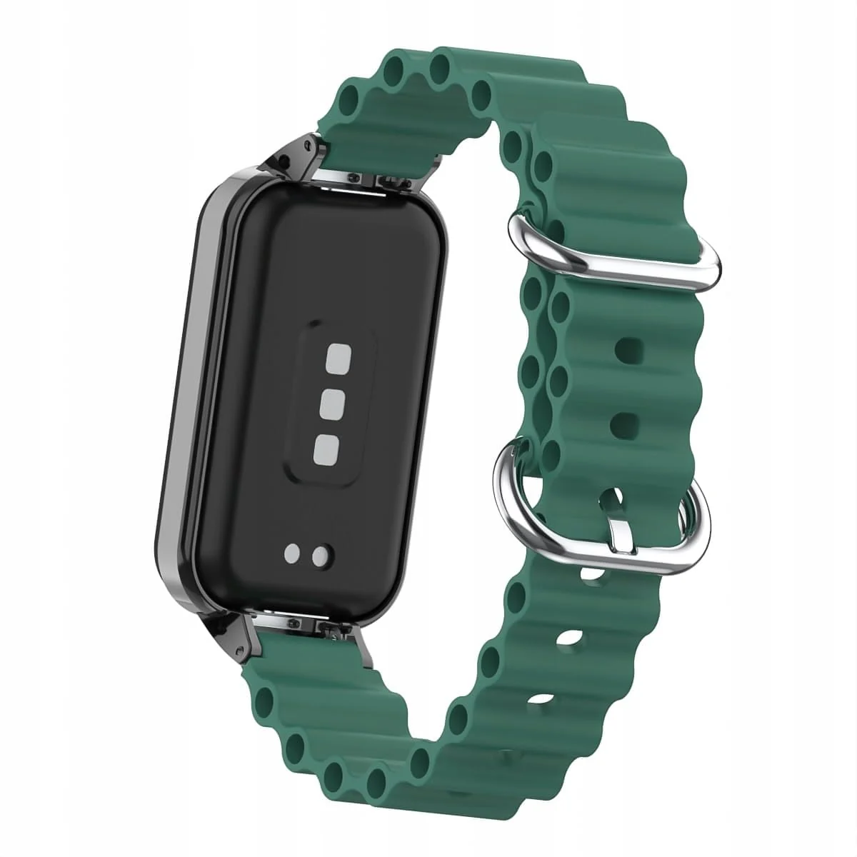 DL3 Mobilak Ocean Strap Compatible with Xiaomi Redmi Band 2/Smart Band 8 Active, Adjustable Silicone Band with Metal Buckle and Frame for Women and Men - Green