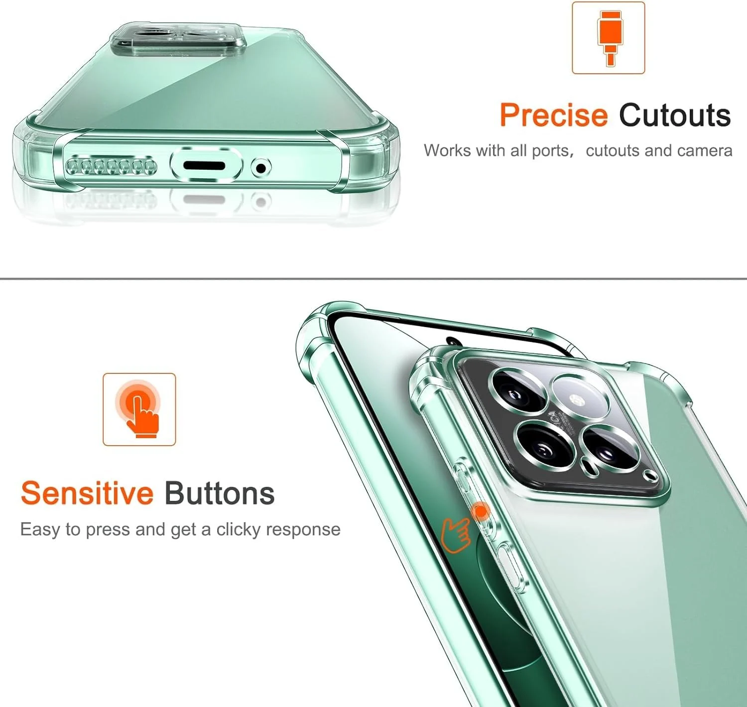 DL3 Mobilak Clear TPU Protective Case for Xiaomi 14 with Camera Protection and Shockproof Design - Clear