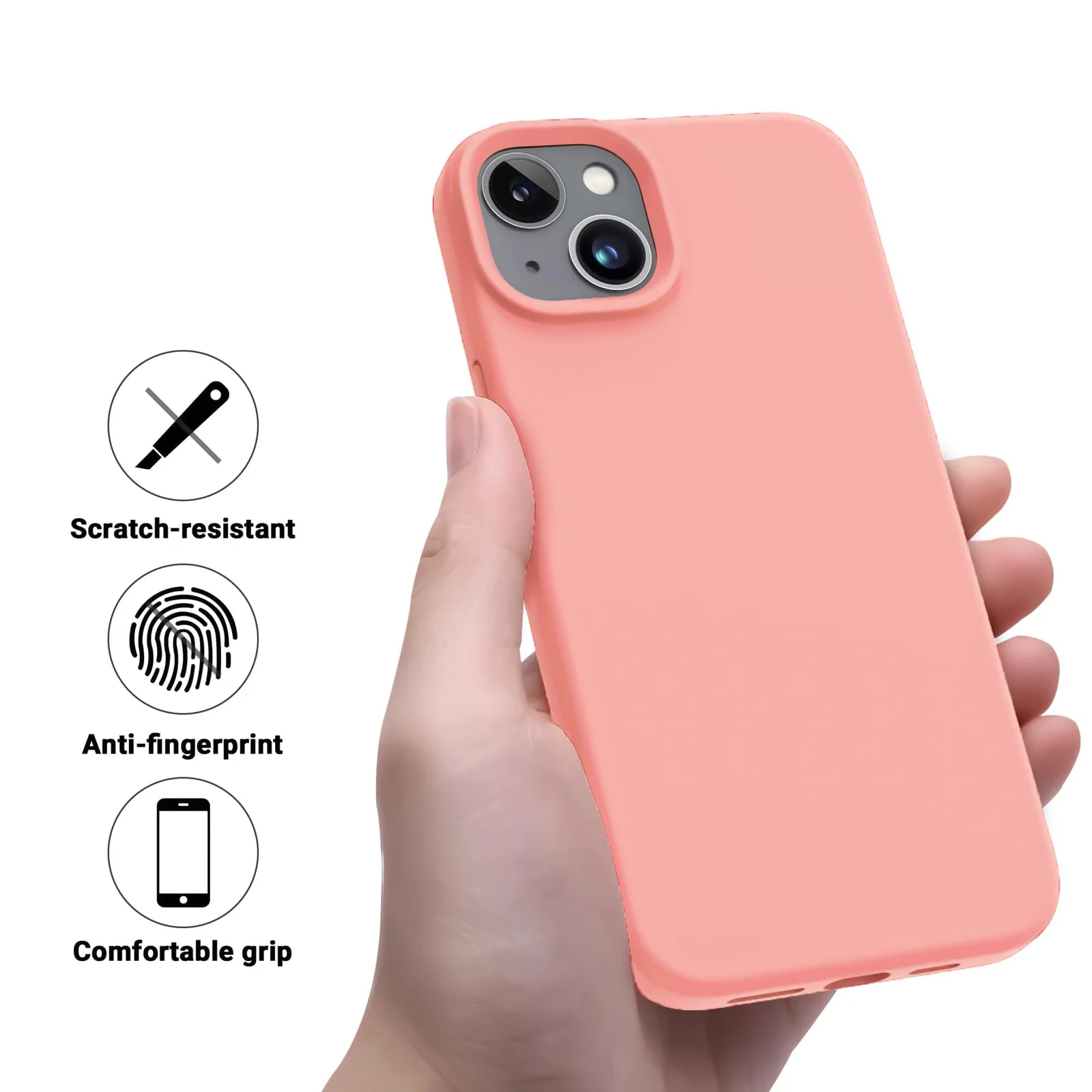 "DL3 Mobilak Compatible with iPhone 15 Plus/iPhone 14 Plus Case 6.7"", Slim Liquid Silicone 3 Layers Soft Gel Rubber Cover Protective Phone Case with Anti-Scratch Microfiber Lining - Pastel Pink"