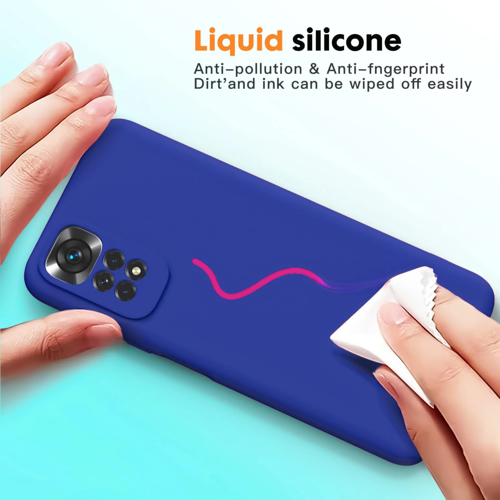 DL3 Mobilak Liquid Silicone Protective Case with Soft Microfiber Lining with Full Camera Protection for Xiaomi Redmi Note 12 Pro 4G / Redmi Note 11 Pro 4G&5G - Pepsi