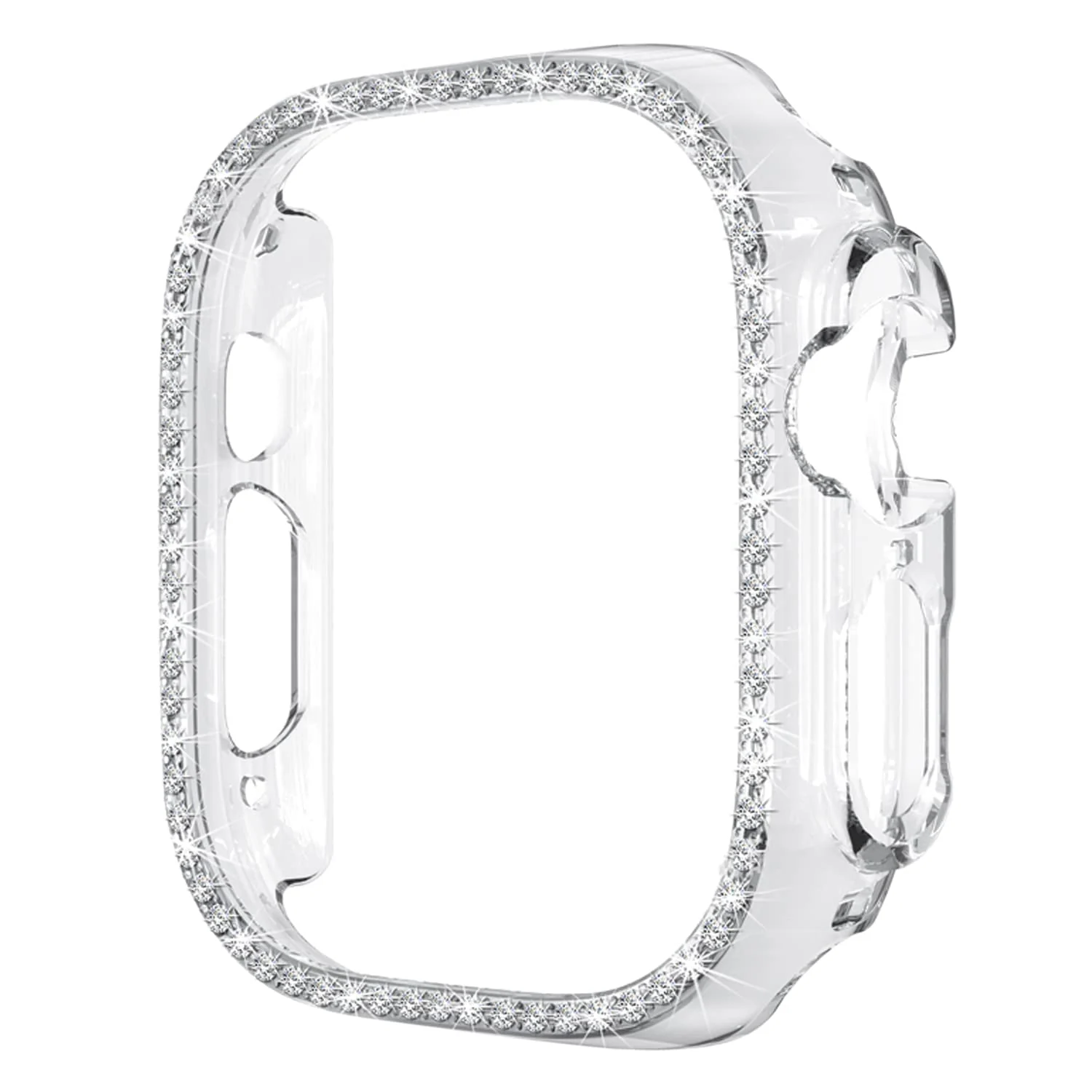 DL3 Mobilak Compatible with Apple Watch Ultra 49mm Bling Diamond Case PC Bumper Protective Cases Women Girls Crystal Shining Rhinestone Cases Smartwatch Accessories Case - Clear