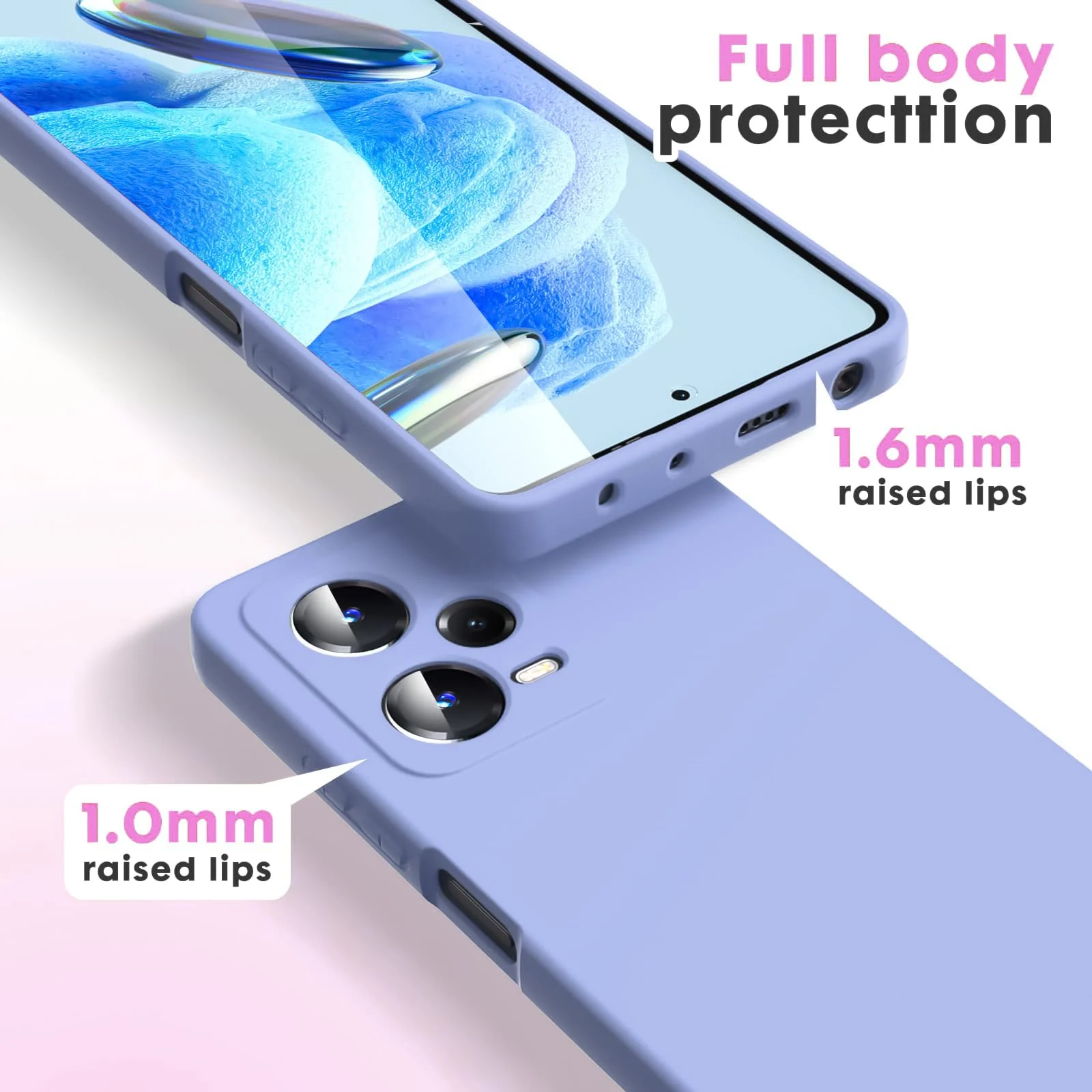 DL3 Mobilak Liquid Silicone Protective Case with Soft Microfiber Lining with Full Camera Protection for Xiaomi Redmi Note 12 Pro Plus 5G - Baby Blue