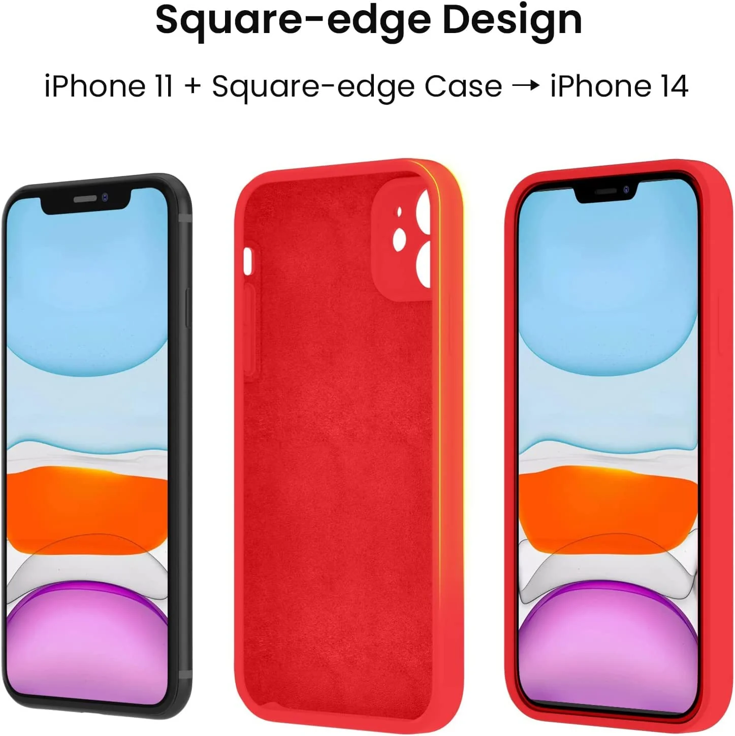 DL3 Mobilak Liquid Silicone Case for iPhone 11 (6.1 Inch), Shock-absorbing protection, Scratch-resistant surface, Soft microfiber lining - Red