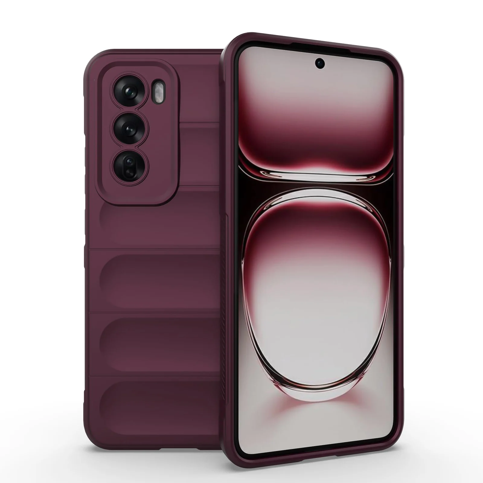 DL3 Mobilak Rugged Protective Case for OPPO Reno 12 5G, Camera protection, Shock-absorbing protection, Non-slip grip - Wine Red