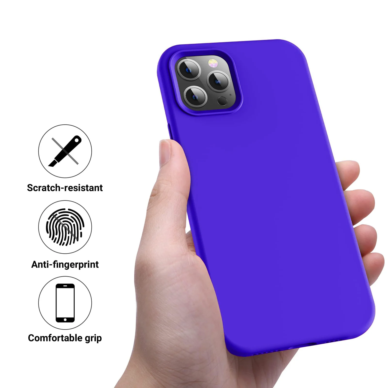 DL3 Mobilak Liquid Silicone Protective Case with Soft Microfiber Lining for iPhone 15 Pro Max - Pepsi 2
