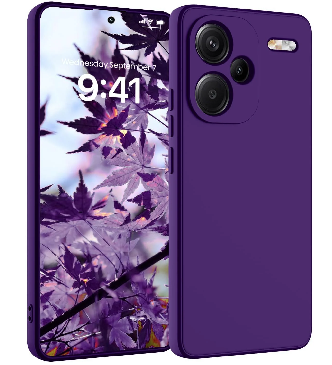 DL3 Mobilak Xiaomi Redmi Note 13 Pro+ Plus 5G Case, Soft Flexible Liquid Silicone Gel Rubber Bumper Cover, Full Body Shockproof Protective Phone Case - Purple