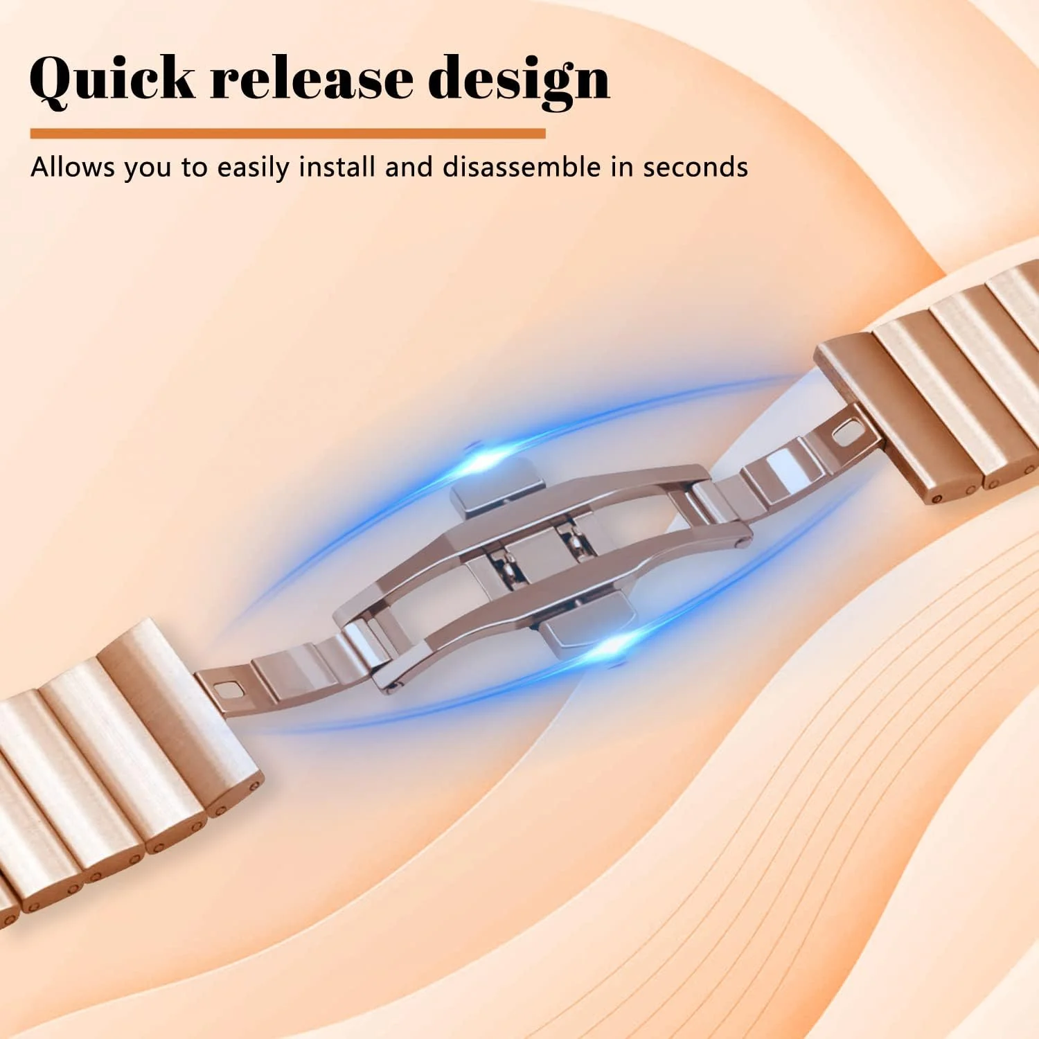 DL3 Mobilak Metal Bracelet Compatible with Xiaomi Redmi Watch 5 Active/Redmi Watch 5 Lite, 22mm Stainless Steel Replacement Band with Folding Clasp, Adjustable Replacement Bracelet Wristband - A. Rose Gold