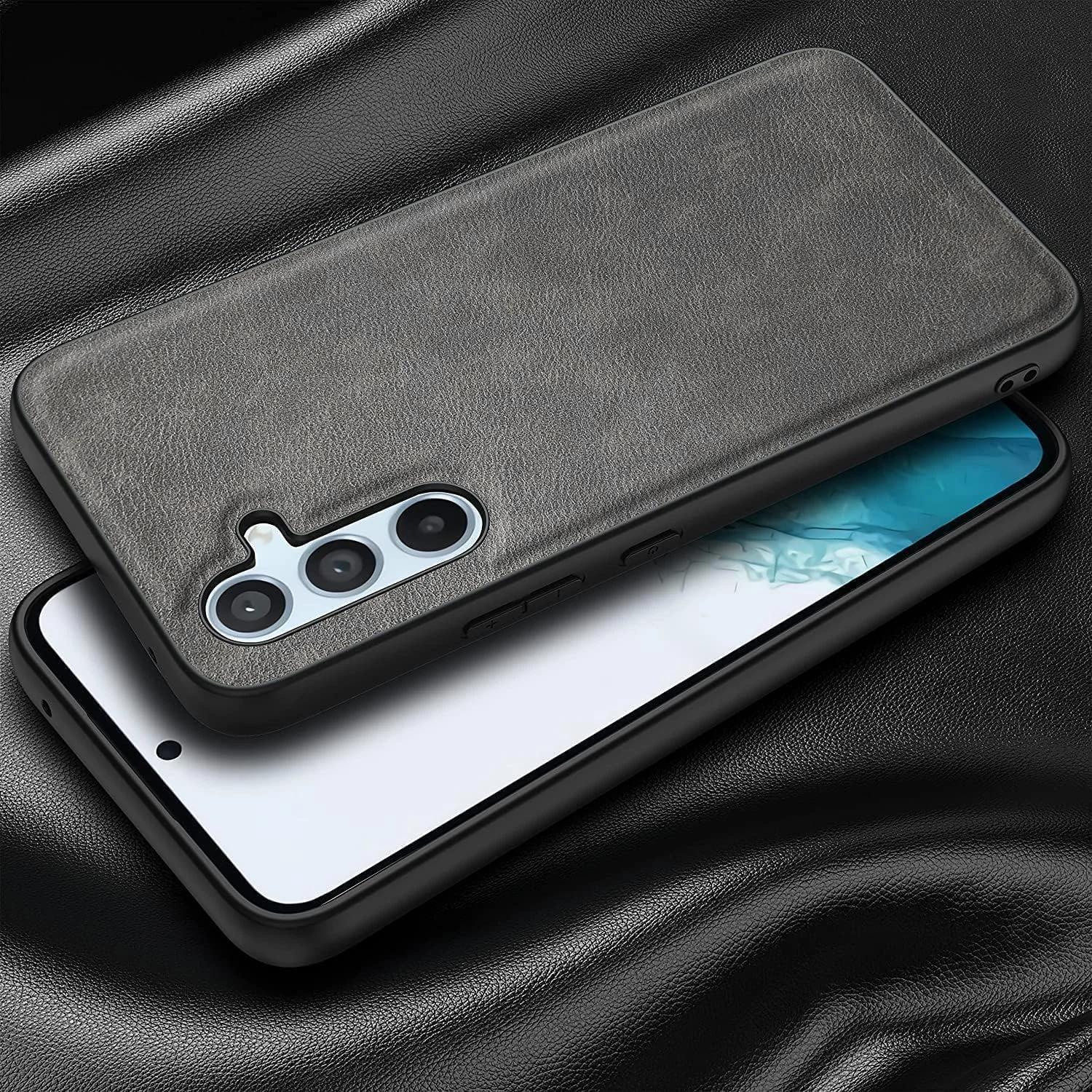 DL3 Mobilak Leather Protective Case for Samsung Galaxy A15 5G, Shock-absorbing protection, Scratch-resistant surface, Non-slip grip - Gray