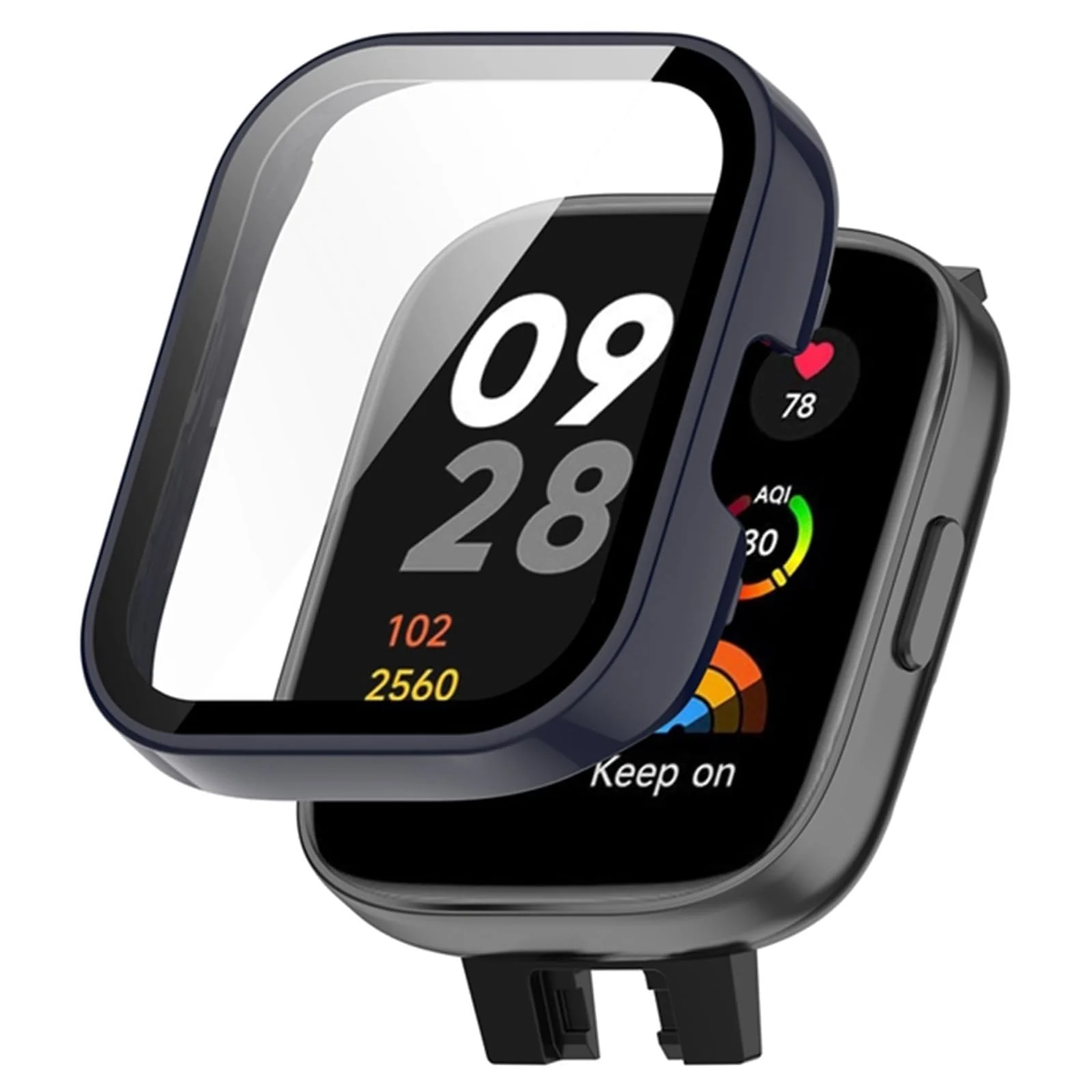 DL3 Mobilak Protective Case For Xiaomi Redmi Watch 3 (Not for Redmi Watch 3 Lite/Active) 9H Hardness PC Case Bumper Full Slim Protective Cover with Built-in Tempered Glass Screen Protector - Blue