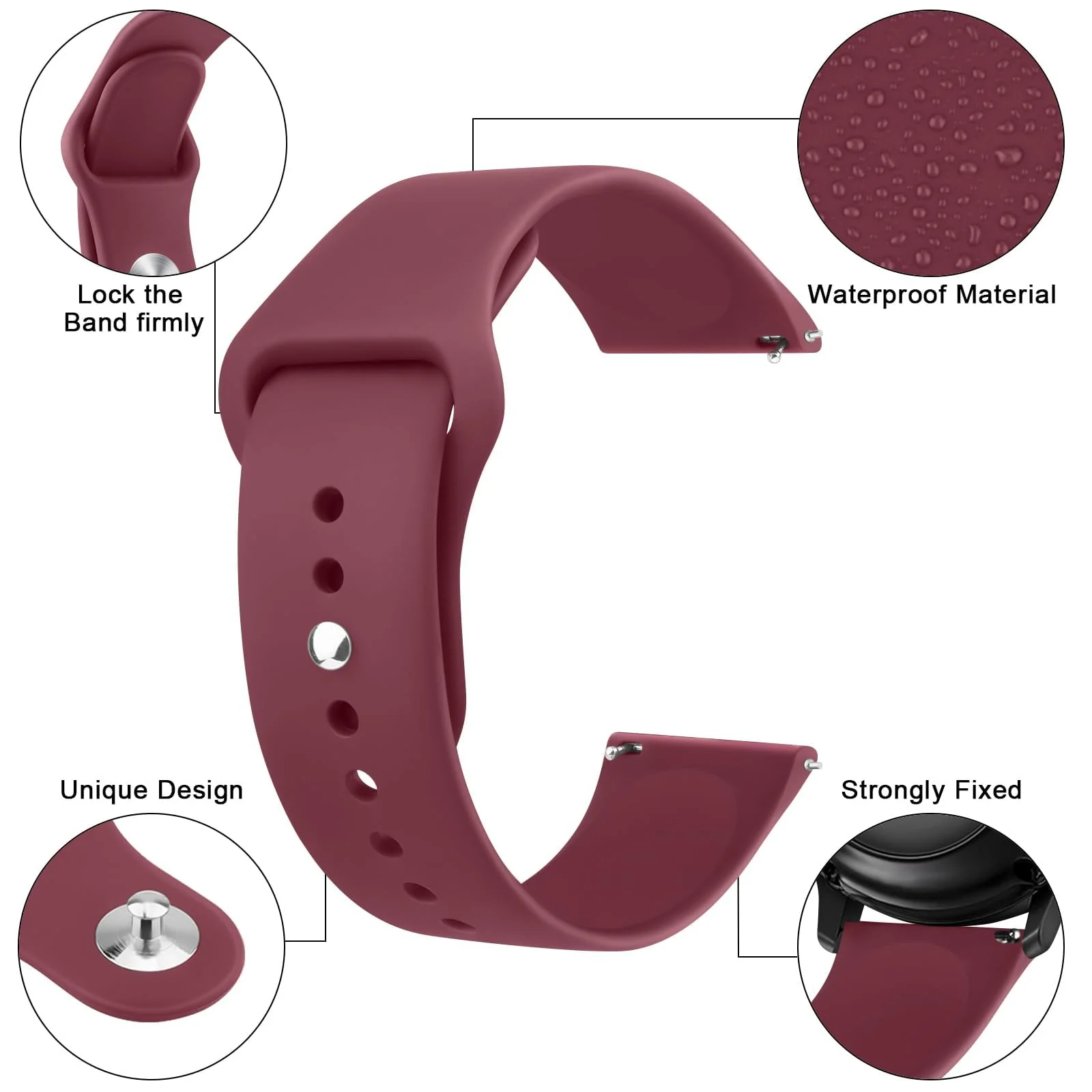 DL3 Mobilak Straps Compatible with Xiaomi Redmi Watch 5 Active/Redmi Watch 5 Lite Bracelets for Men Women, 22mm Soft Silicone Strap, Waterproof Adjustable Band Sports Replacement - Wine Red