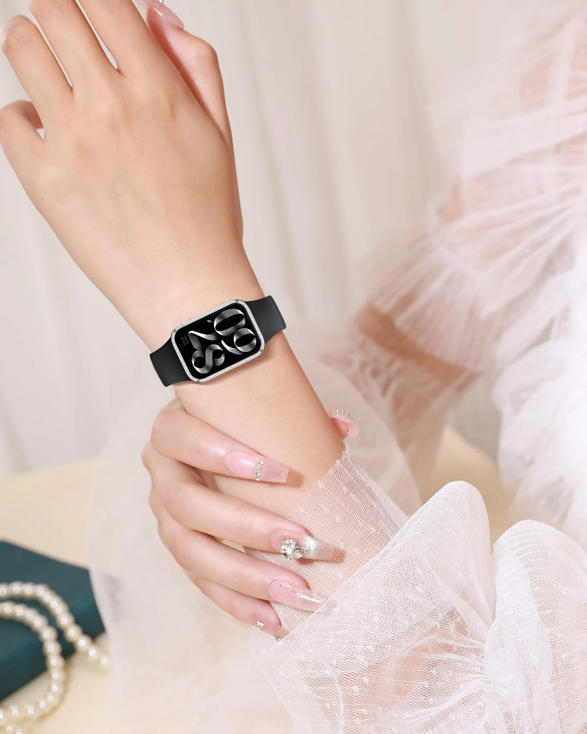 DL3 Mobilak Glitter Rhinestone Protective Case for Xiaomi Smart Band 8 Pro, Xiaomi Mi Band 8 Pro - Clear