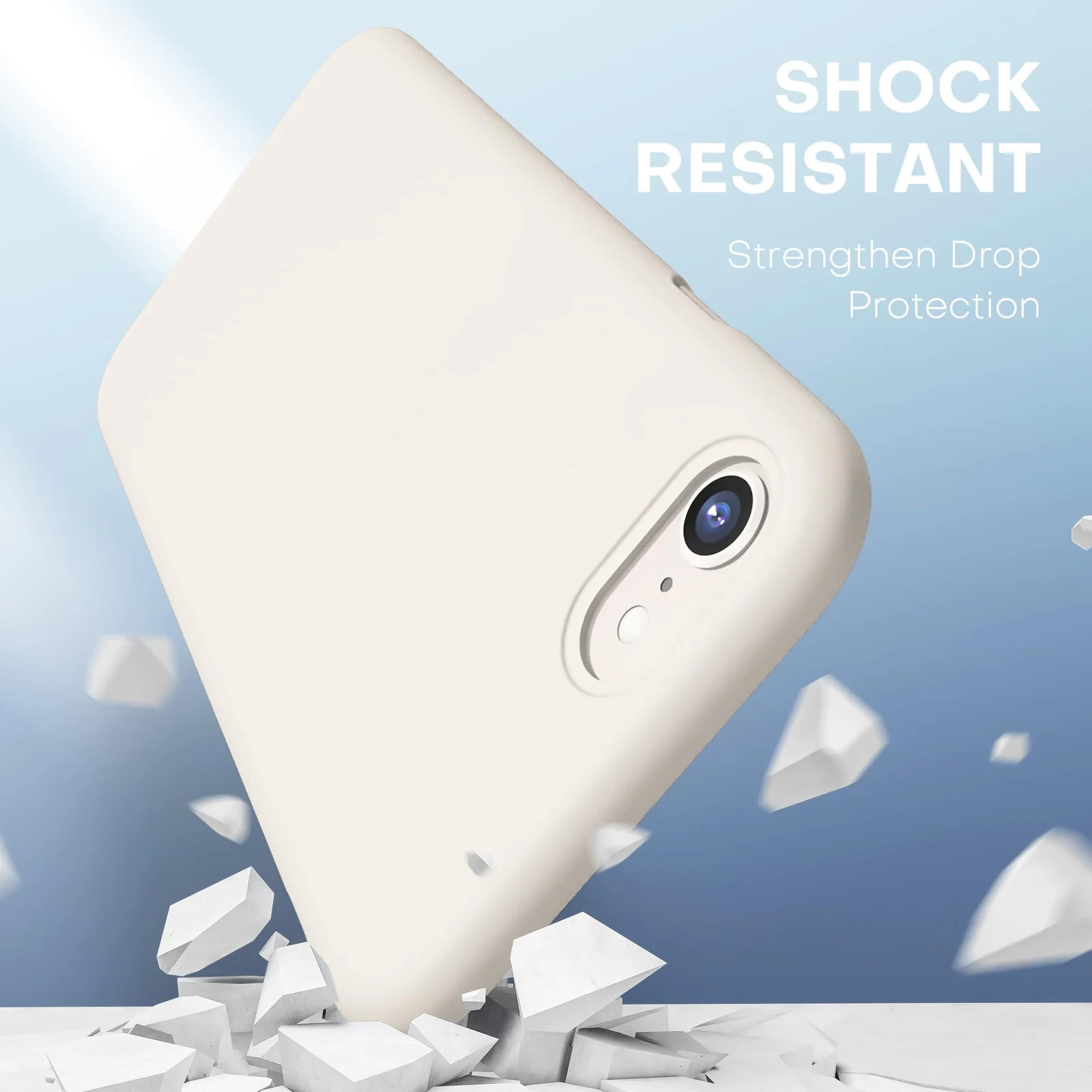 DL3 Mobilak Liquid Silicone Protective Case for iPhone SE 2022, SE 2020, iPhone 7, iPhone 8 with Camera Protection and Microfiber Lining - Cream