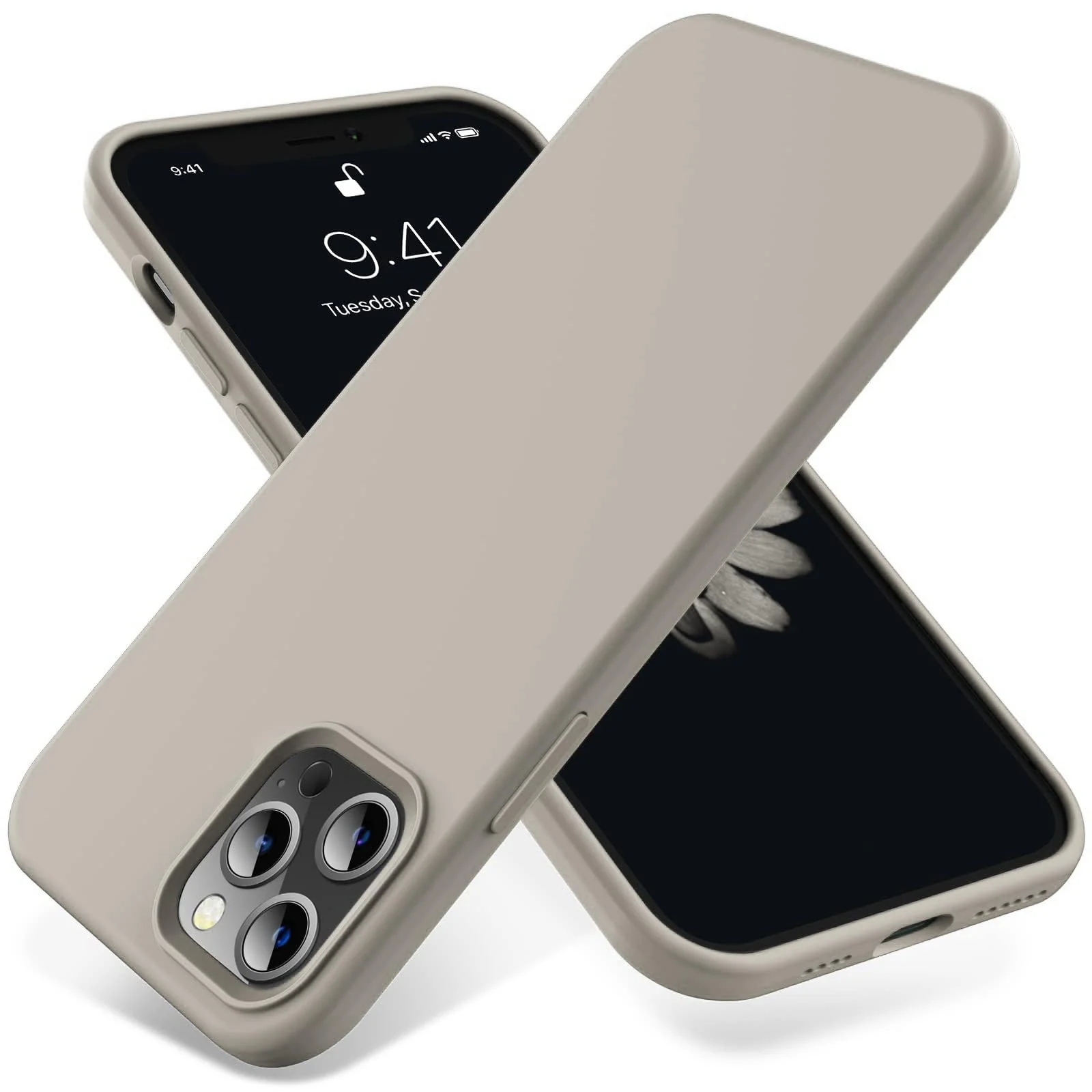 DL3 Mobilak Liquid Silicone Protective Case for iPhone 15 with Camera Protection and Microfiber Lining - Off White 2