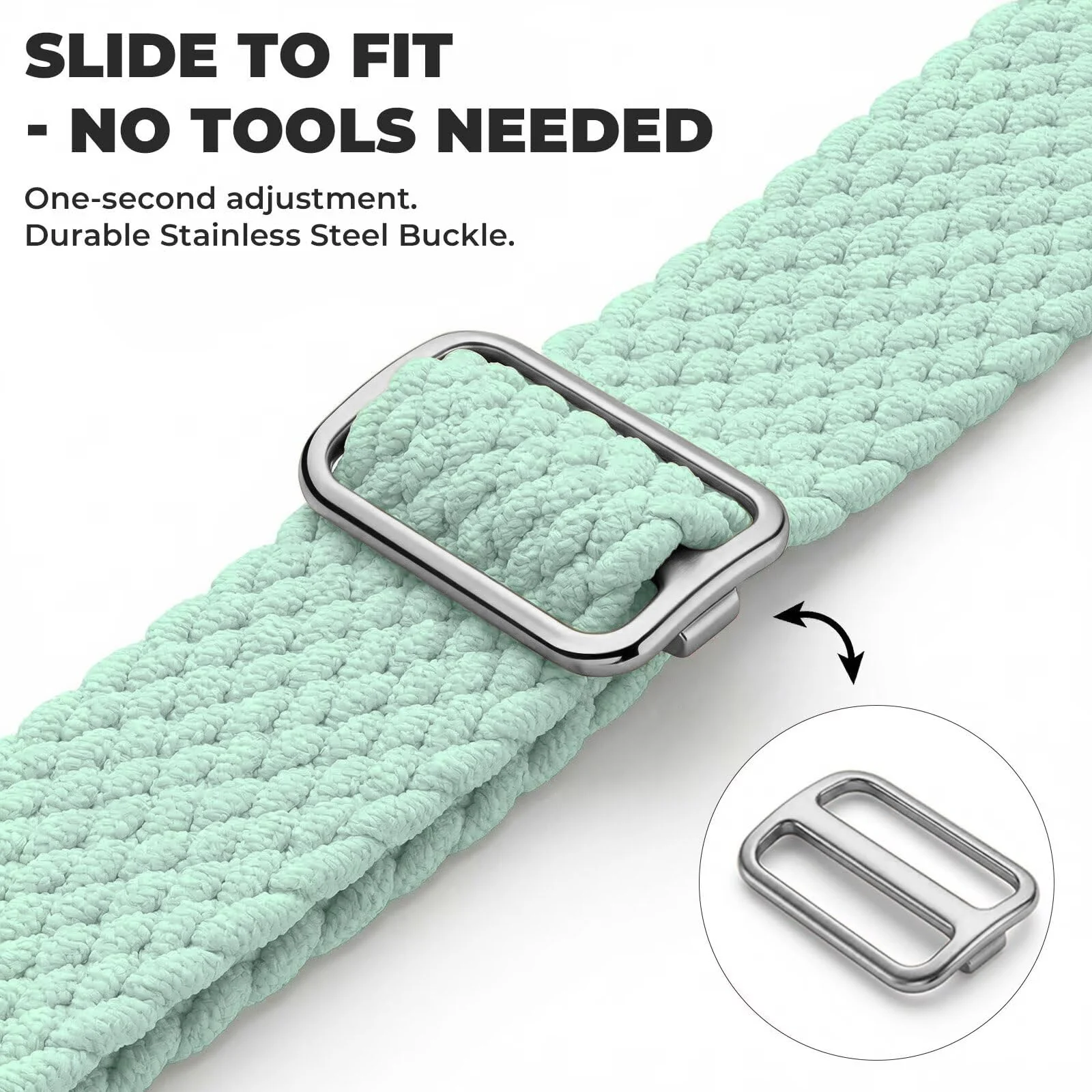 DL3 Mobilak 18mm Stretchy Nylon Solo Loop Strap For Watch GT6 41mm/GT5 Pro 42mm/GT5 41mm/GT4 41mm/Huawei Watch 5 42mm for Women Men, Sport Breathable Braided Wristband for Garmin Venu 2S/Vivomove 3S/Vivoactive 4S - Pistachio
