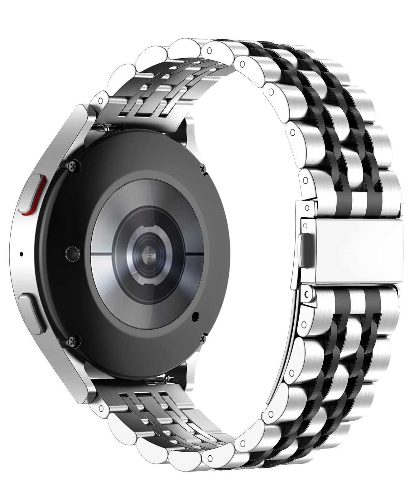 DL3 MOBILAK Adjustable Stainless-Steel Link Watch Strap for watches with 20mm lugs - B-Silver/Black