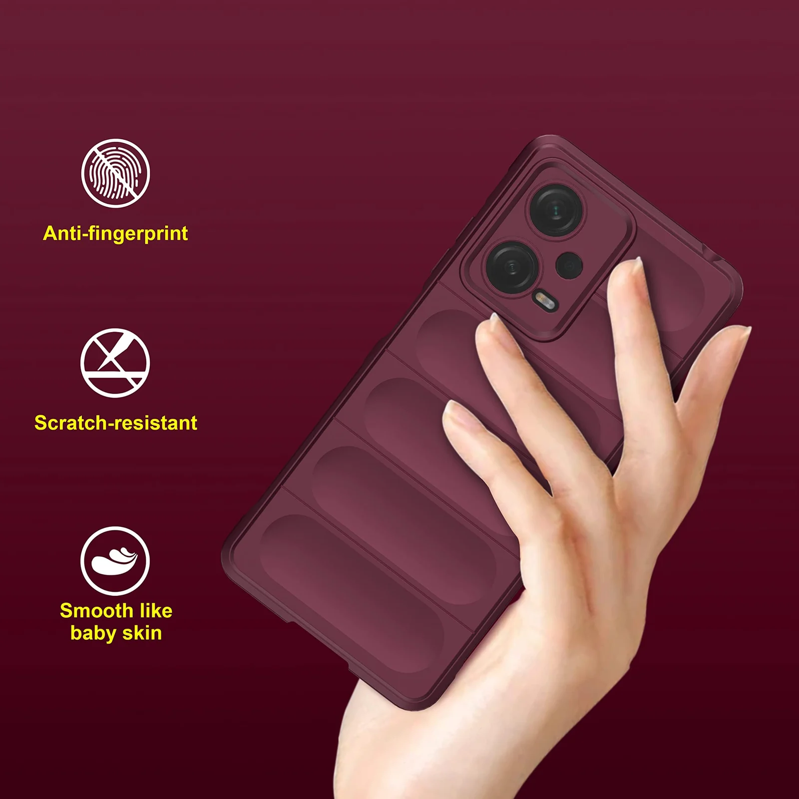DL3 Mobilak Silicone Case for Xiaomi Redmi Note 12 5G / Poco X5 5G Heavy Duty Protective [Slim Fit] Shockproof Soft Flexible Protective Design TPU Cover With Camera Protection - Wine Red