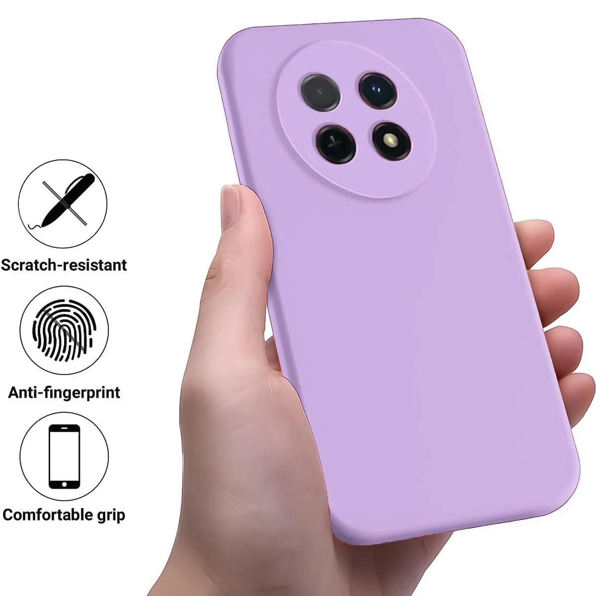 DL3 Mobilak Soft Silicone Protective Case for Huawei Nova Y91 4G / Huawei Enjoy 60X 4G with Microfiber Lining and Shockproof Design - Light Purple