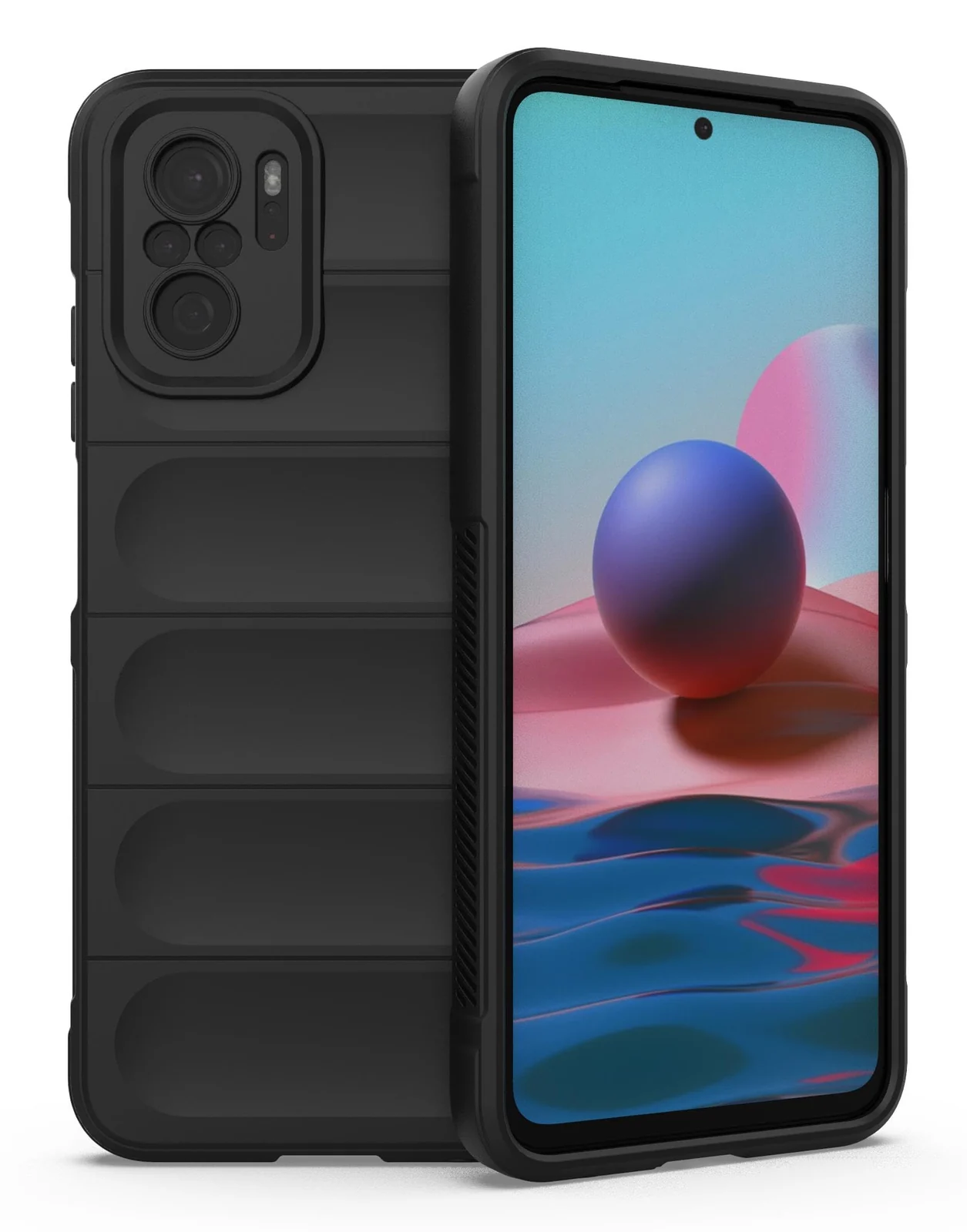DL3 Mobilak Flexible Silicone and TPU Protective Case with Camera Protection for Xiaomi Redmi Note 10 4G / Note 10S - Black