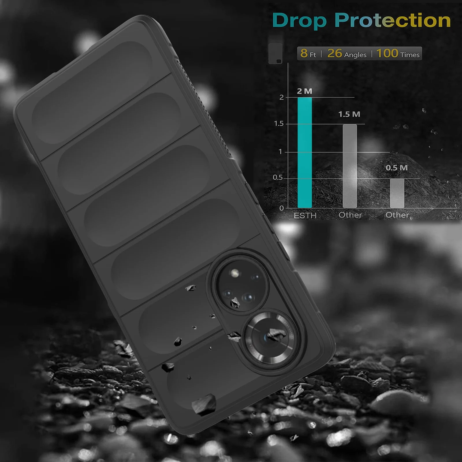 DL3 Mobilak Flexible Silicone and TPU Protective Case with Camera Protection for Honor 50 / Huawei Nova 9 - Black