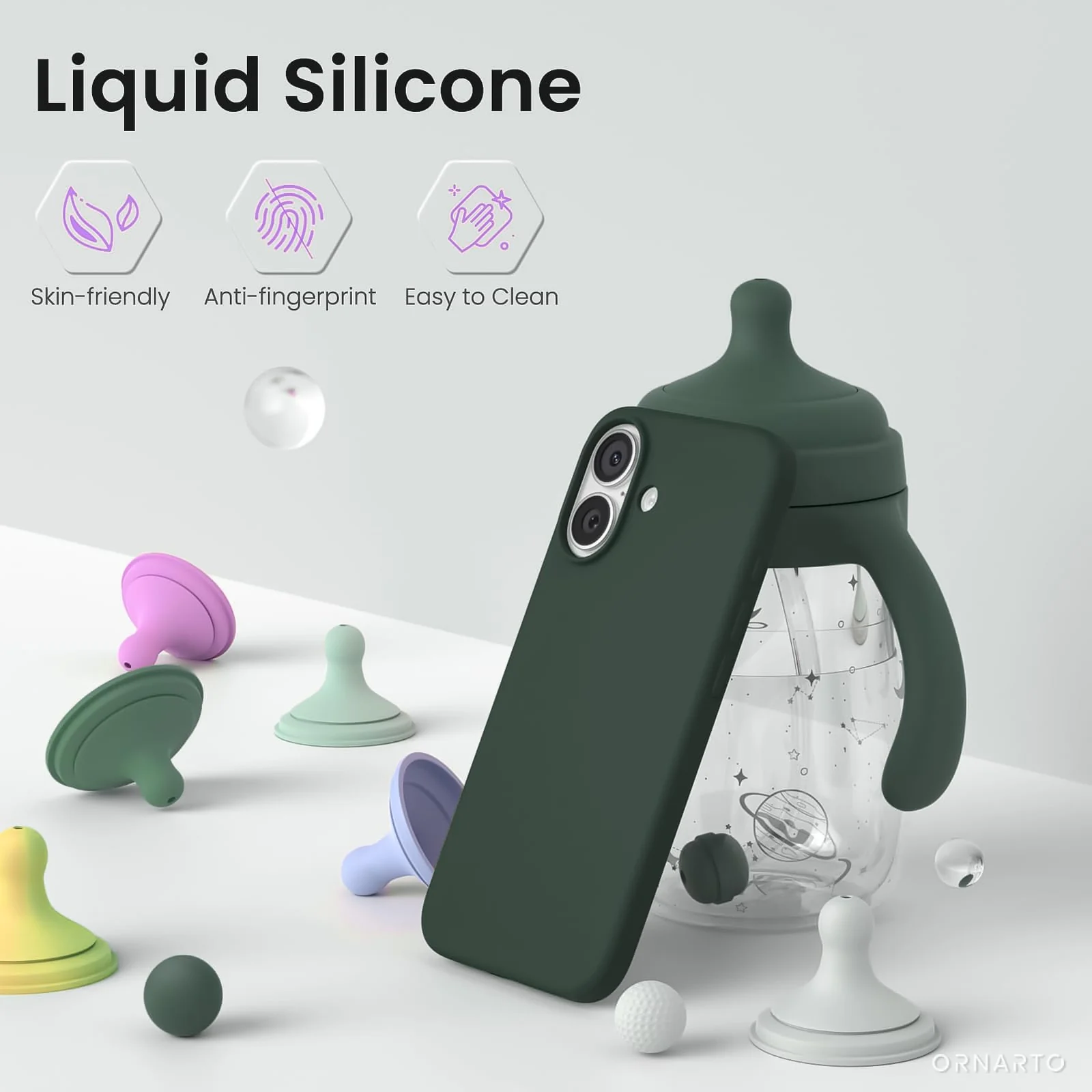 DL3 Mobilak Liquid Silicone Case for iPhone 17 6.3-Inch, Supports wireless charging, Shock-absorbing protection, Scratch-resistant surface - Green 2