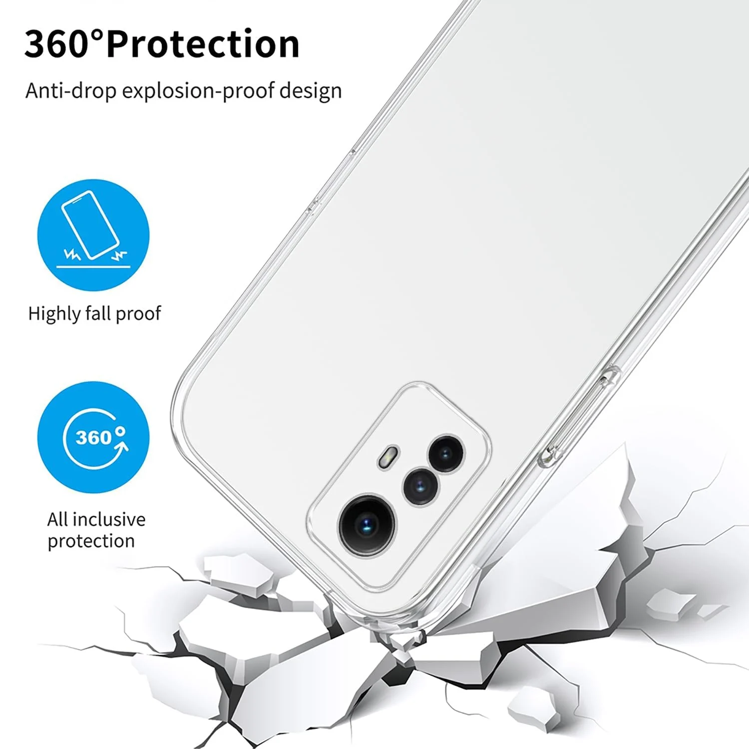 DL3 Mobilak Case Compatible with Xiaomi Redmi Note 12S Case Crystal Soft TPU Gel Case Flexible Silicone Anti-Scratch Camera Protection TPU Cover - Clear