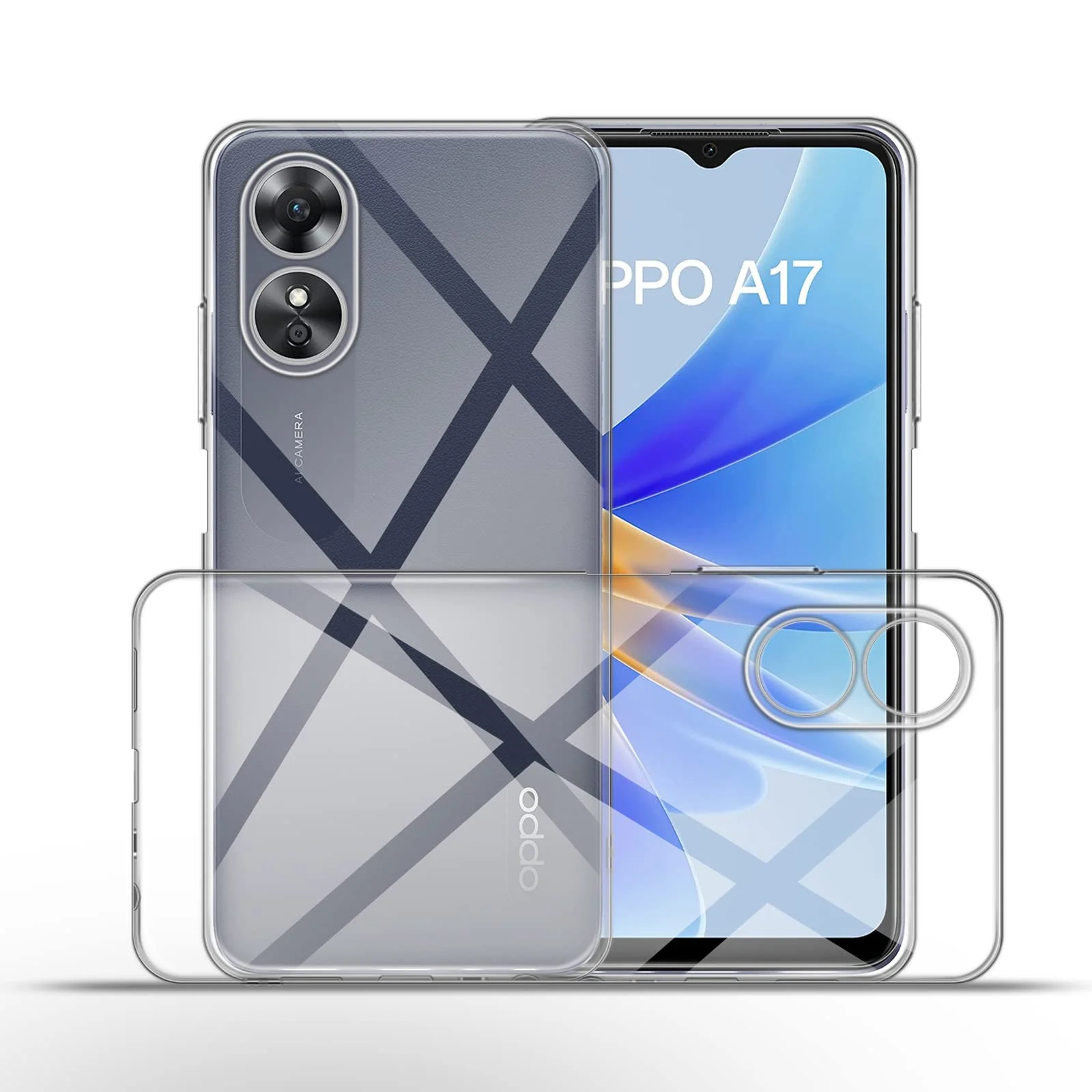 DL3 Mobilak Case Compatible with OPPO A17 / OPPO A17K Case Crystal Soft TPU Gel Case Flexible Silicone Anti-Scratch Camera Protection TPU Cover - Clear
