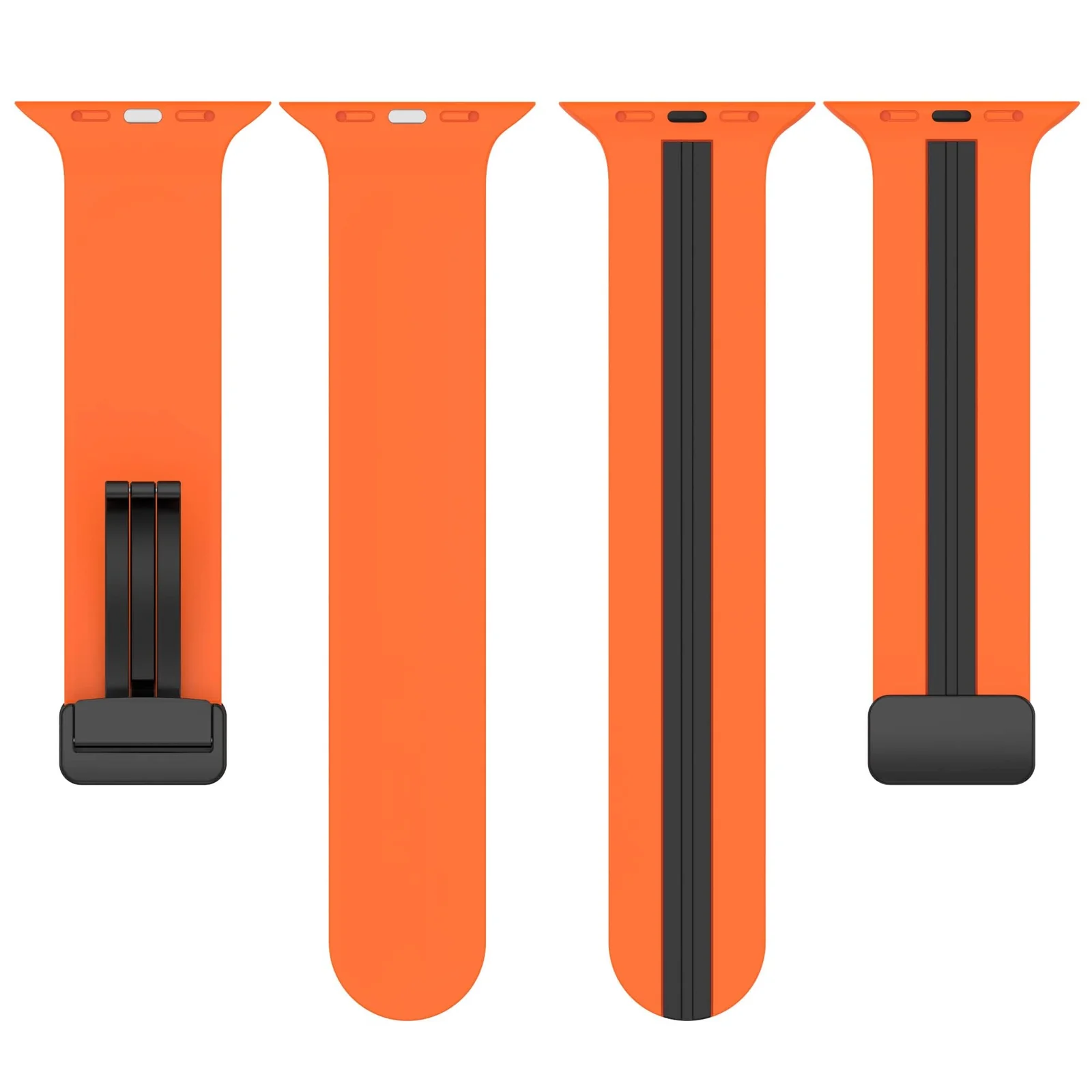 DL3 Mobilak Magnetic Strap for Apple Watch Band 49mm 45mm 44mm 41mm 40mm 38mm 42mm, Silicone Replacement Wristband Strap for iwatch Series 9 8/7/6/5/4/3/2/SE (38mm/40mm/41mm) - Orange Black