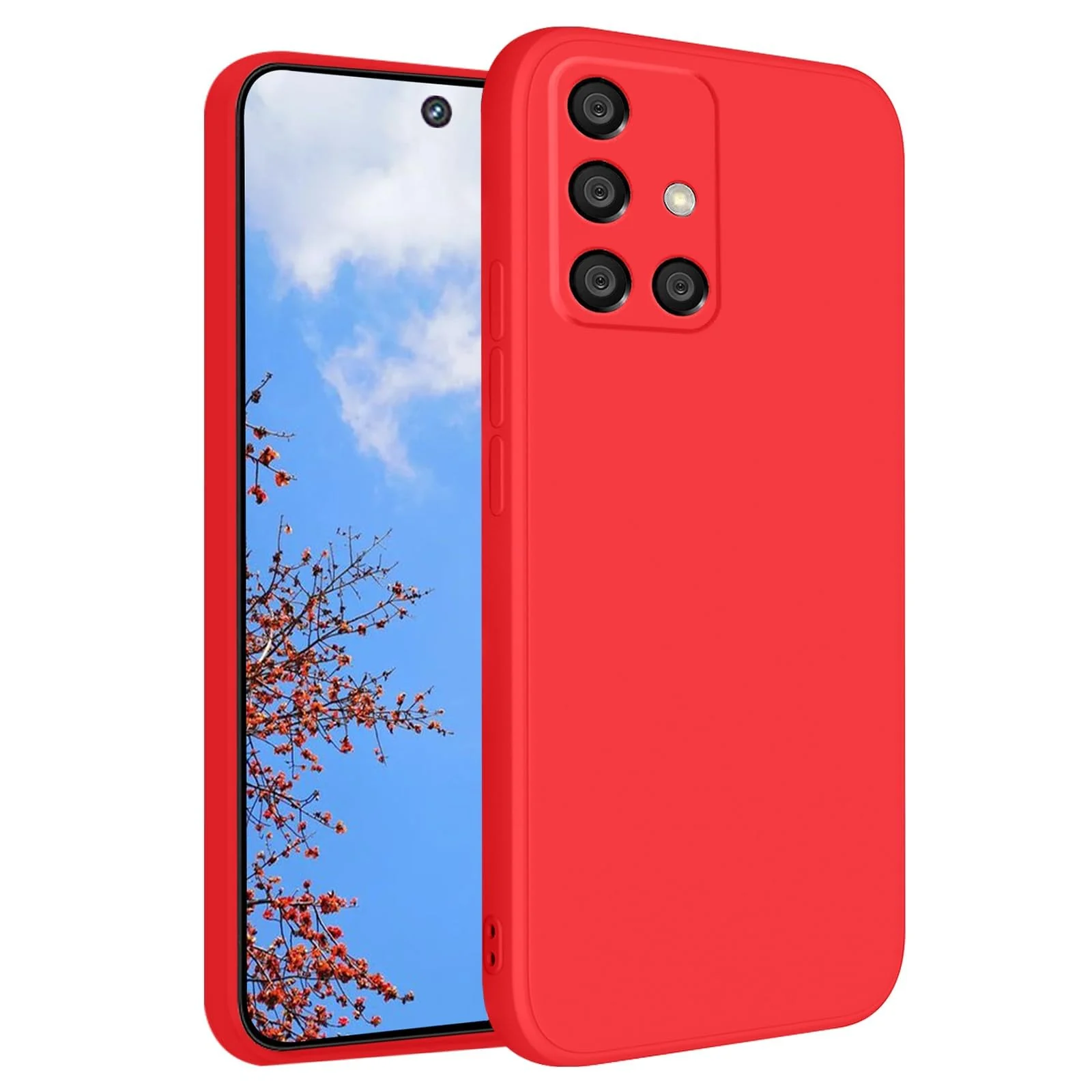 DL3 Mobilak Soft Silicone Protective Case for Samsung Galaxy A51 with Microfiber Lining and Shockproof Design - Red