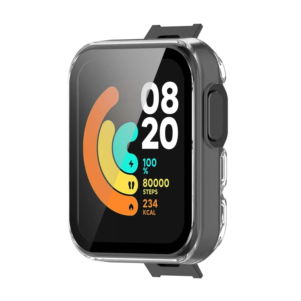 DL3 Mobilak Protective Case Compatible with Xiaomi Mi Watch Lite, 9H Hardness PC Cover Bumper Full Slim Protective Case with Tempered Glass For Redmi Watch Lite - Clear