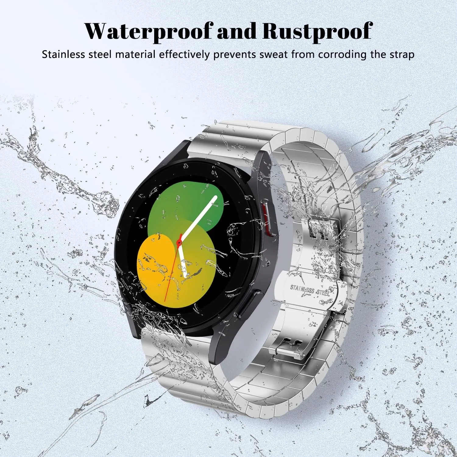 DL3 Mobilak Metal Bracelet Compatible with Xiaomi Redmi Watch 5 Active/Redmi Watch 5 Lite, 22mm Stainless Steel Replacement Band with Folding Clasp, Adjustable Replacement Bracelet Wristband - A. Silver