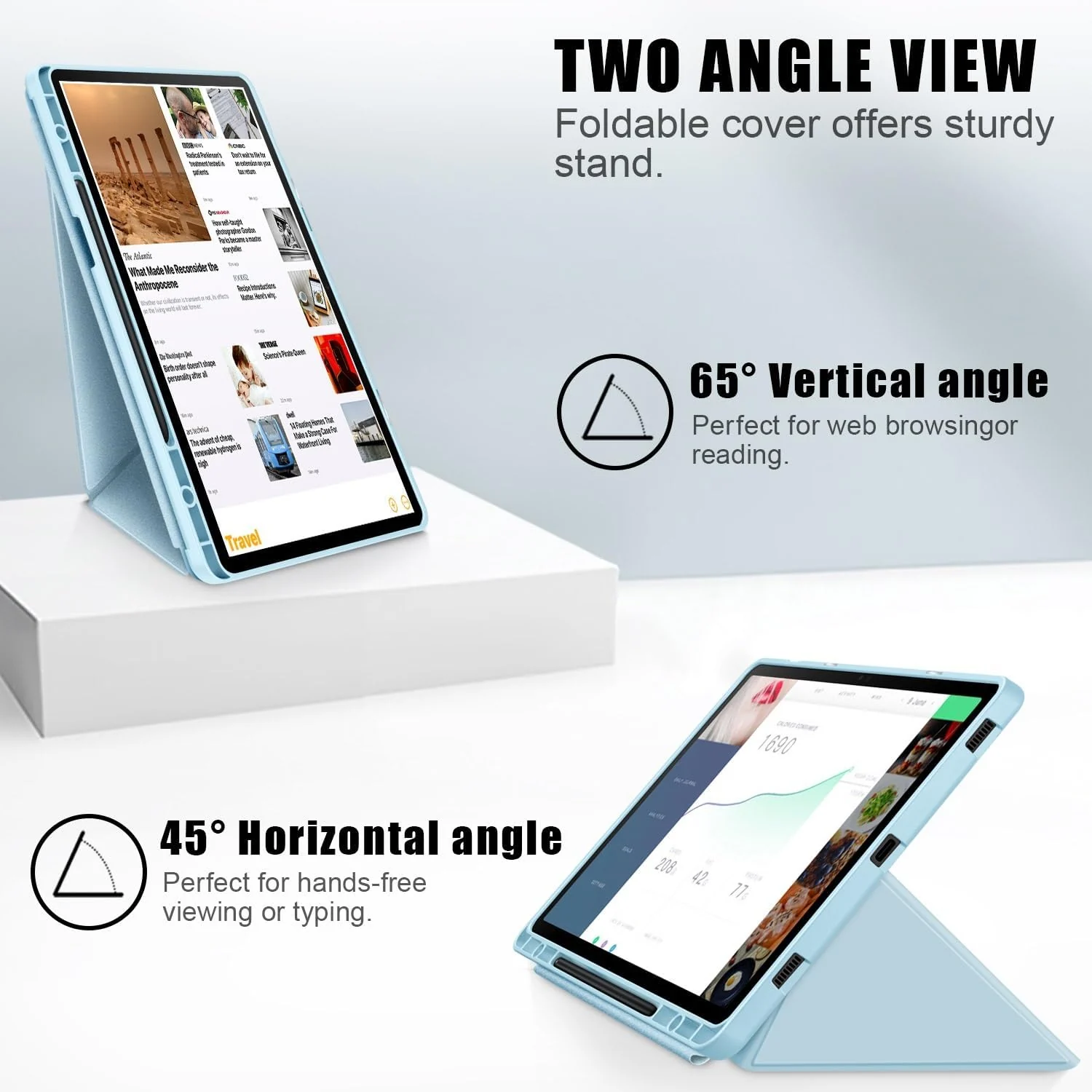 DL3 Mobilak For Samsung Galaxy Tab S8+ Plus 2022 / S7 FE 2021 / S7+ Plus 2020 12.4-Inch Case, Smart Stand, Pencil Holder, Shockproof Slim Lightweight Leather Cover, Modern Abstract Design - Sky Blue