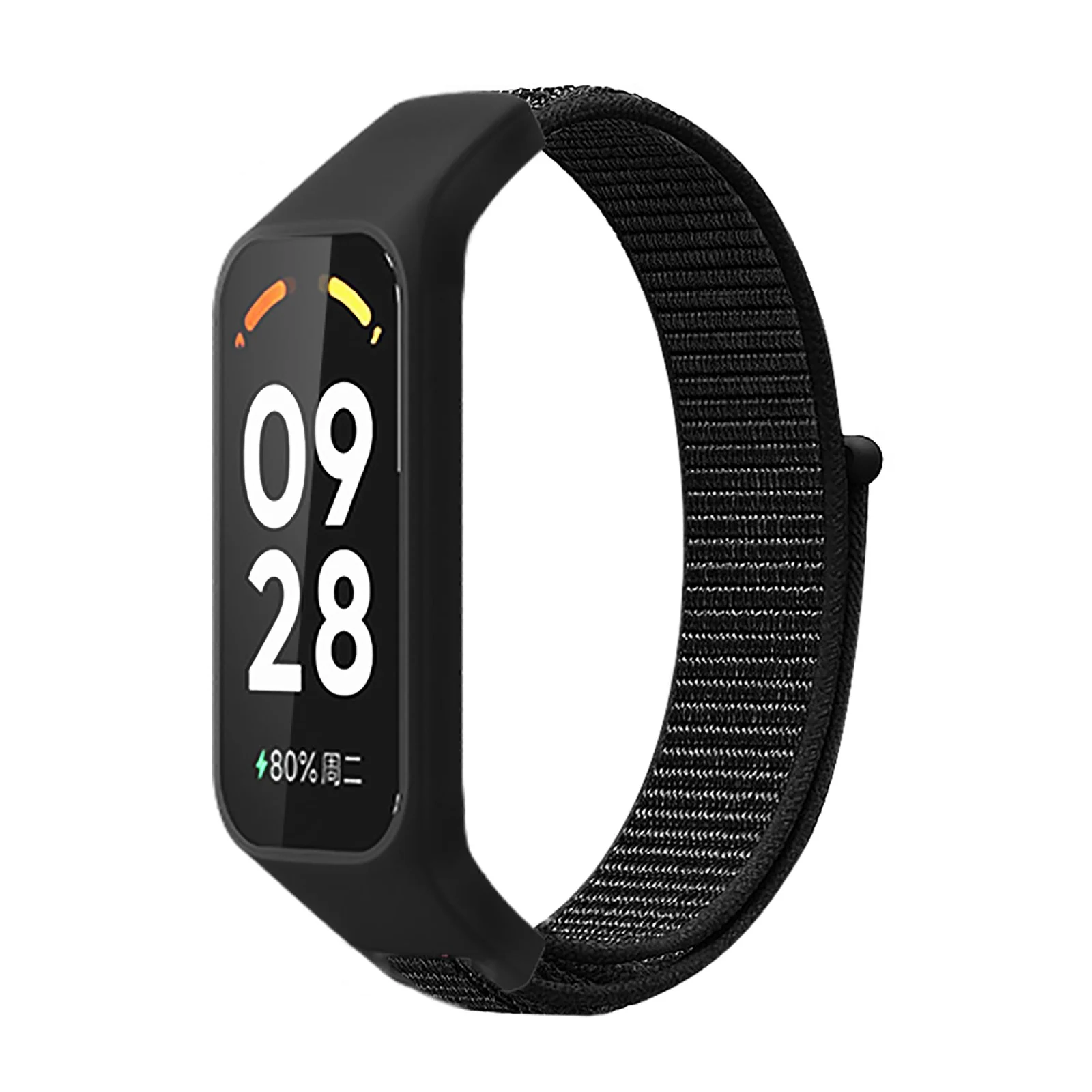 DL3 Mobilak Nylon Strap for Redmi Smart Band 2 / Xiaomi Smart Band 8 Active, Sports Bracelet and Replacement Strap Soft Breathable for Xiaomi Mi Band 8 Active/Redmi Band 2 for Men Women - Black