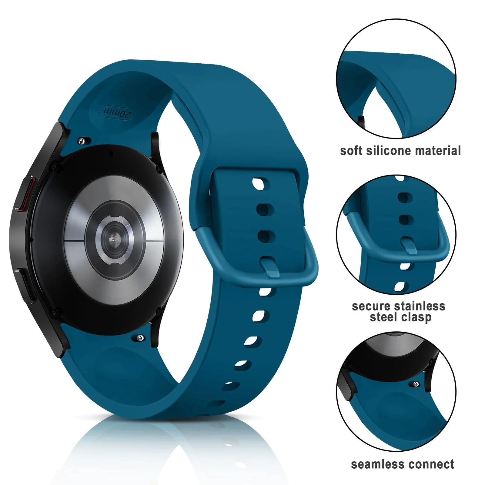 DL3 Mobilak Silicone Buckle Band 22MM Strap For Samsung Galaxy Watch3 45mm/Galaxy 46mm/Gear S3/For Huawei Watch 3/4/GT3 46MM/GT4 46MM/GT2E/GT2 Pro/GT GT2 46MM/Magic Watch2 46mm/Amazfit GTR 2/2e/3/4 - Star Blue