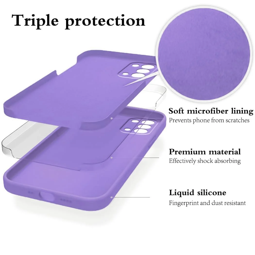 DL3 Mobilak Liquid Silicone Protective Case with Soft Microfiber Lining with Full Camera Protection for realme 7 Pro - Light Purple