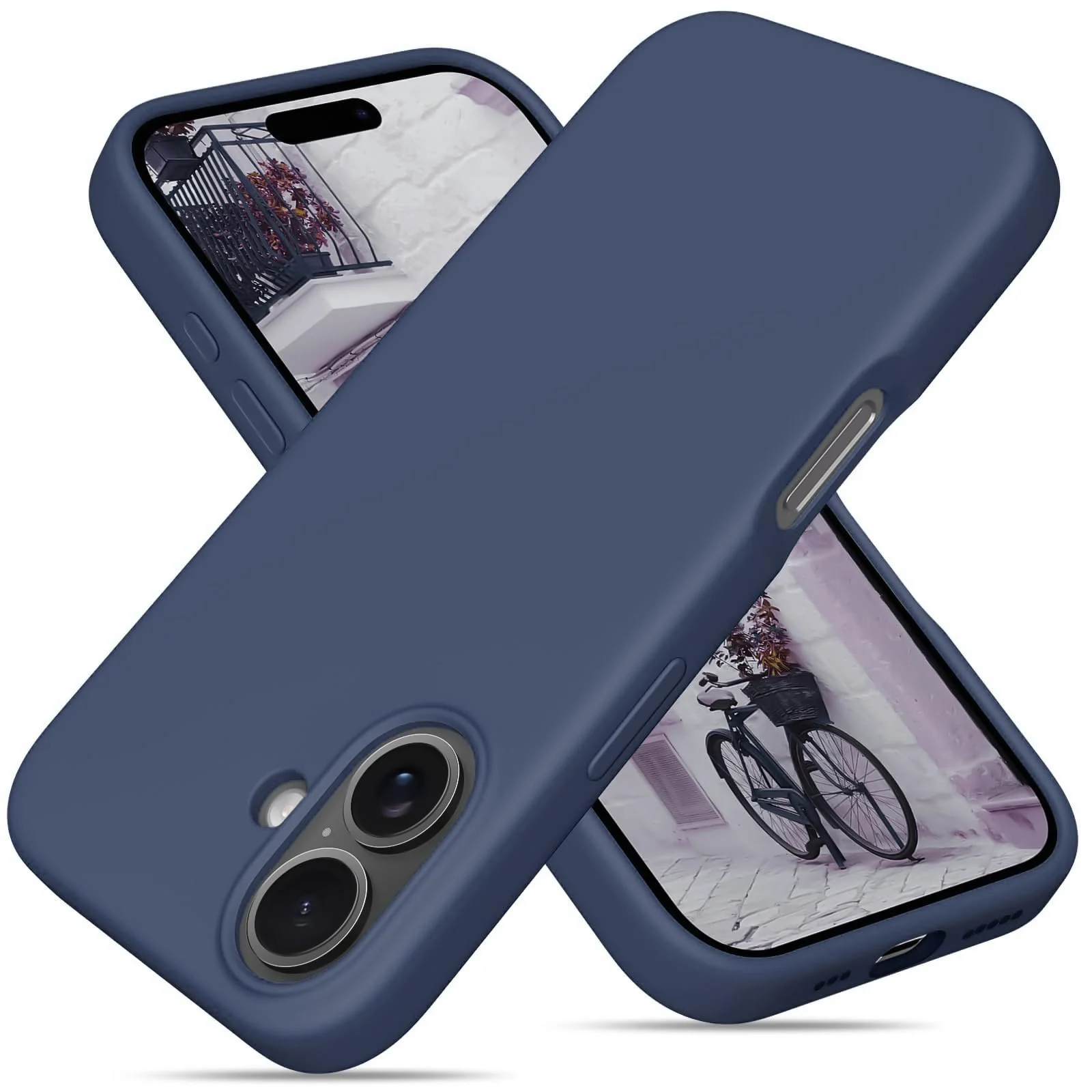 DL3 Mobilak Liquid Silicone Protective Case for iPhone 16 with Microfiber Lining and Shockproof Design - Blue 2