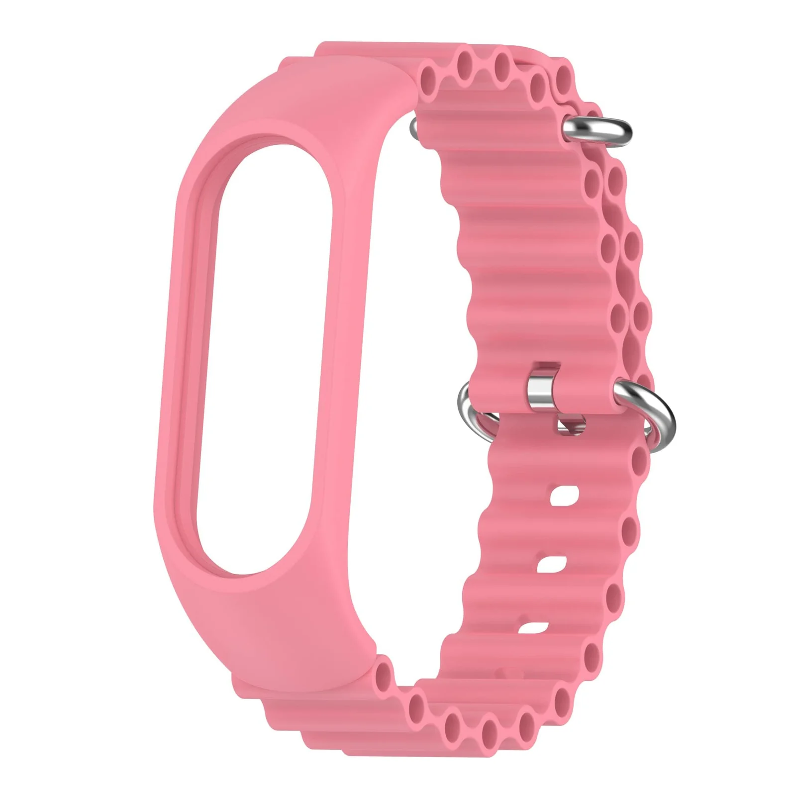 DL3 MOBILAK Ocean Band for Xiaomi Mi Band 7/Mi Band 6/Mi Band 5/Mi Band 4/Mi Band 3,Adjustable Silicone Stretchy Sport Strap Women Men Replacement Wristband - Rose Pink