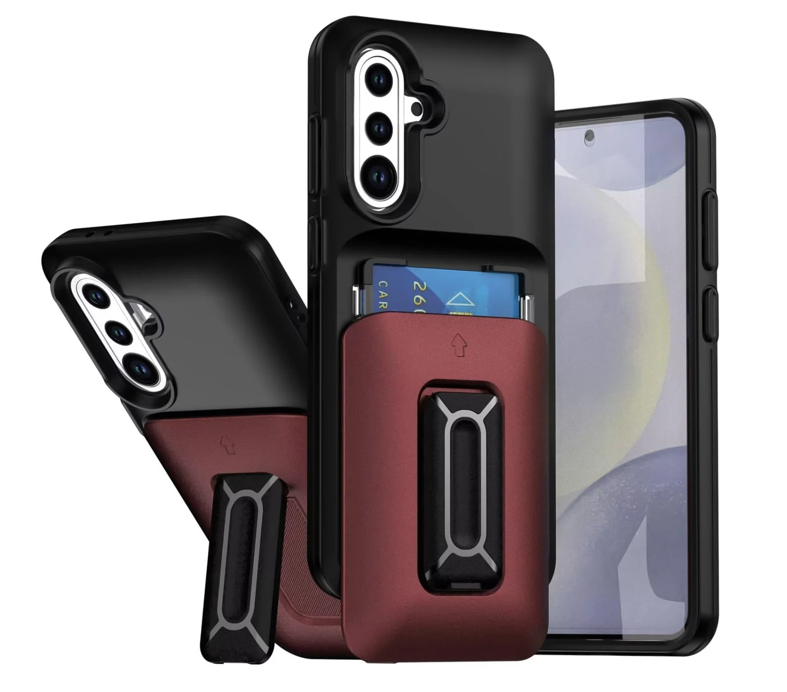 DL3 Mobilak Wallet Case with Card Slot for Samsung Galaxy S25 FE 5G with Shockproof Design - Black & Red