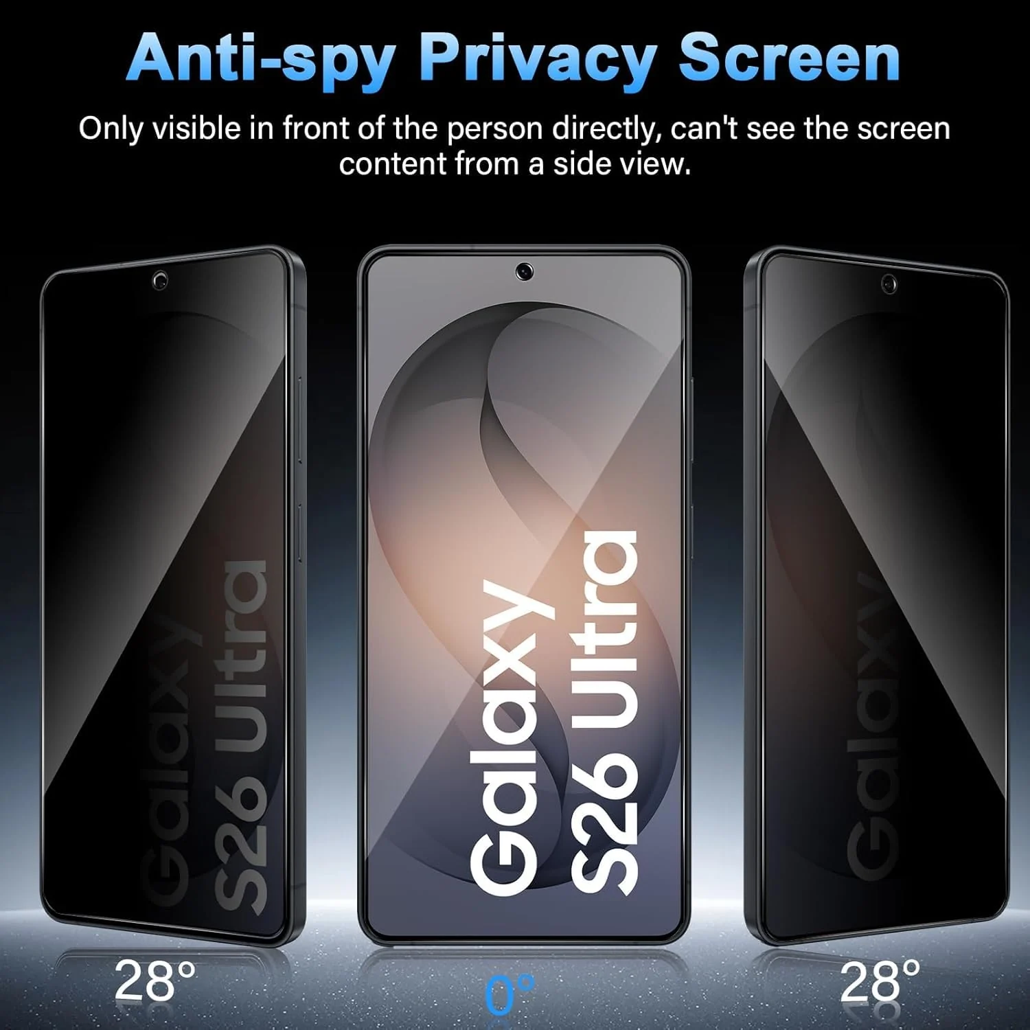 DL3 Mobilak Screen Protector for Samsung Galaxy S26 Ultra UV Glass Fingerprint Reader Support 3D Curved Anti-Spy Tempered Glass Screen Protector - Privacy