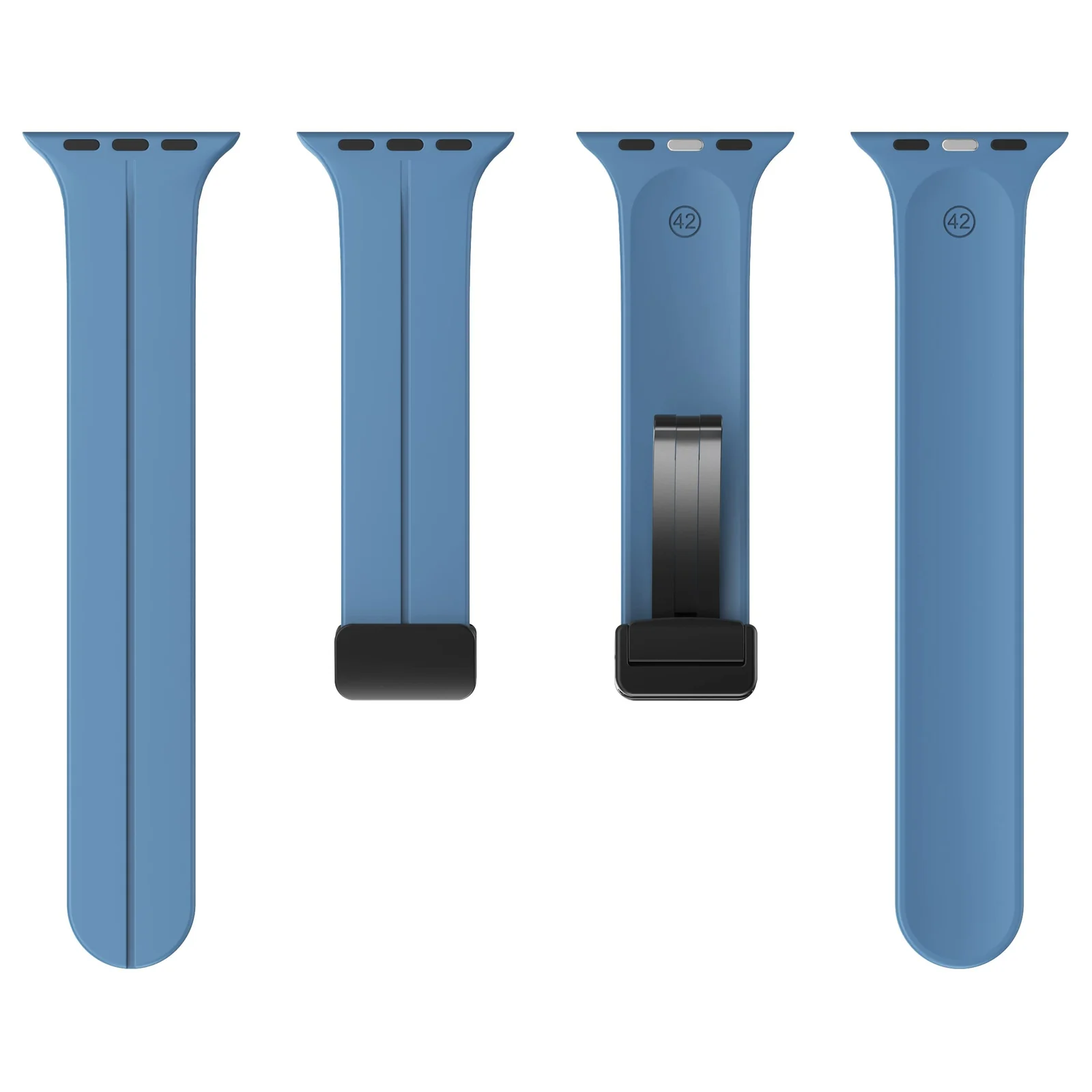 DL3 Mobilak Magnetic Bands for Apple Watch Ultra/Ultra 2 Band 49mm 45mm 44mm 42mm 41mm 40mm 38mm, Soft Sport Silicone Strap for iwatch Series 9/8/7/6/5/4 (Star Blue, 42mm/44mm/45mm/49mm), unisex-adult - Black
