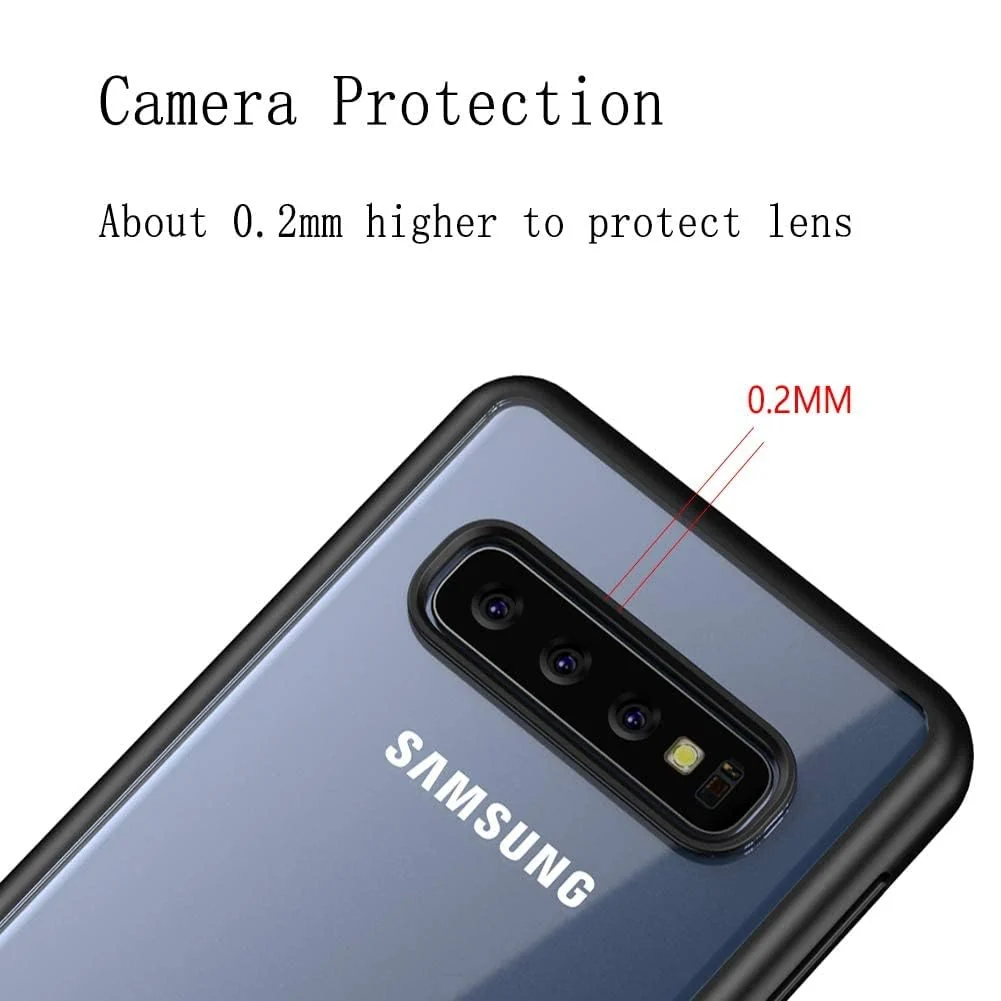 DL3 Mobilak Clear TPU Case for Samsung Galaxy S10, Shock-absorbing protection, Non-slip grip, Raised edges around the screen and camera - Black