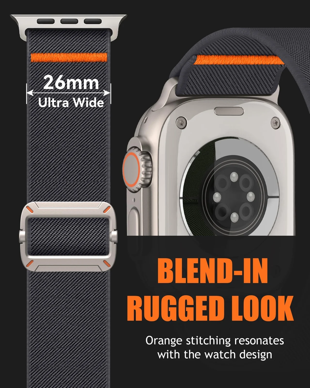 DL3 Mobilak Strap Compatible with Apple Watch Ultra/Ultra 2 Strap 49mm 46mm 45mm 44mm 42mm, Nylon Sport Band for iWatch Ultra SE Series 10 9 8 7 6 5 4 3 2 1, Men - Dark Gray
