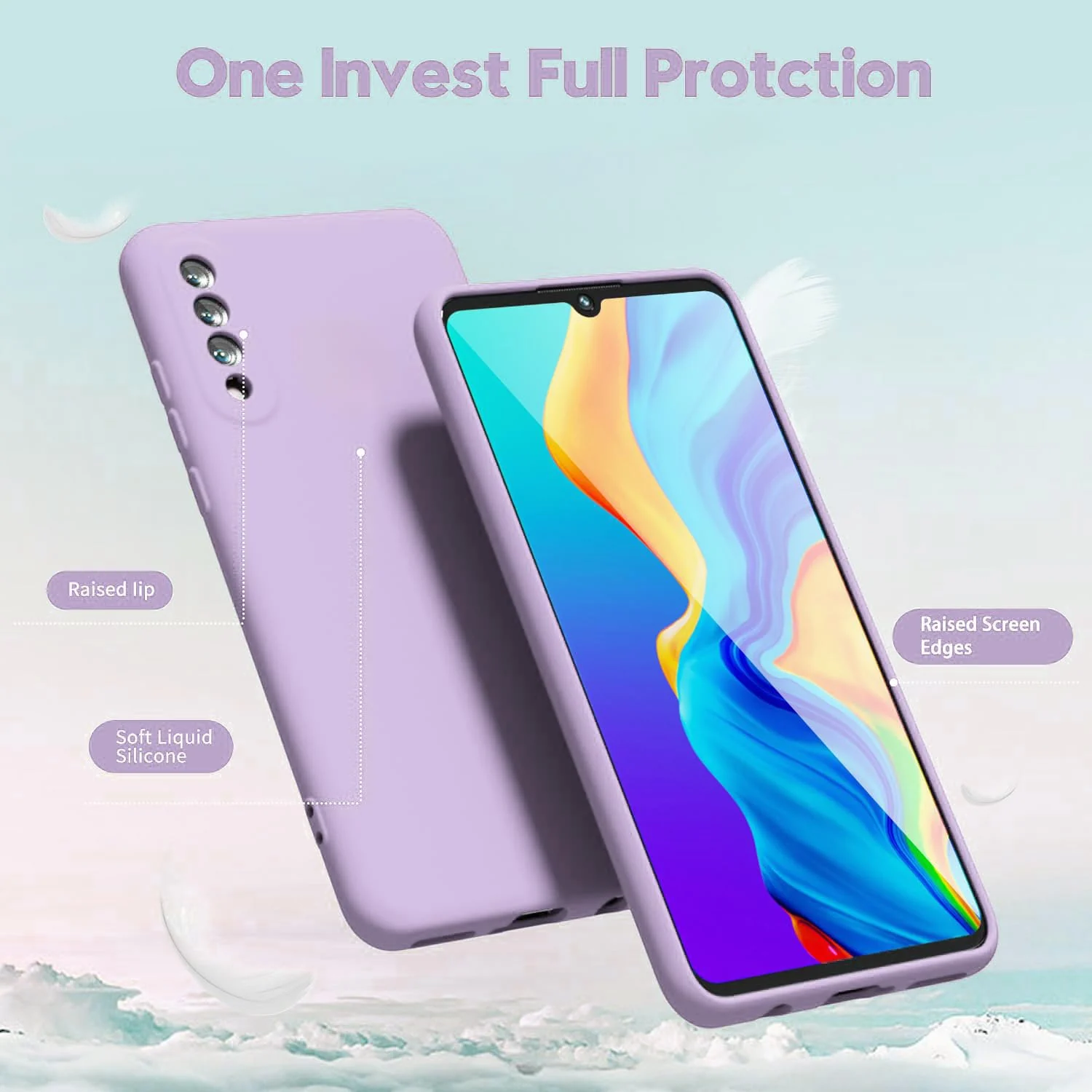 DL3 Mobilak Liquid Silicone Protective Case with Soft Microfiber Lining with Full Camera Protection for Xiaomi Mi 9 - Lavender