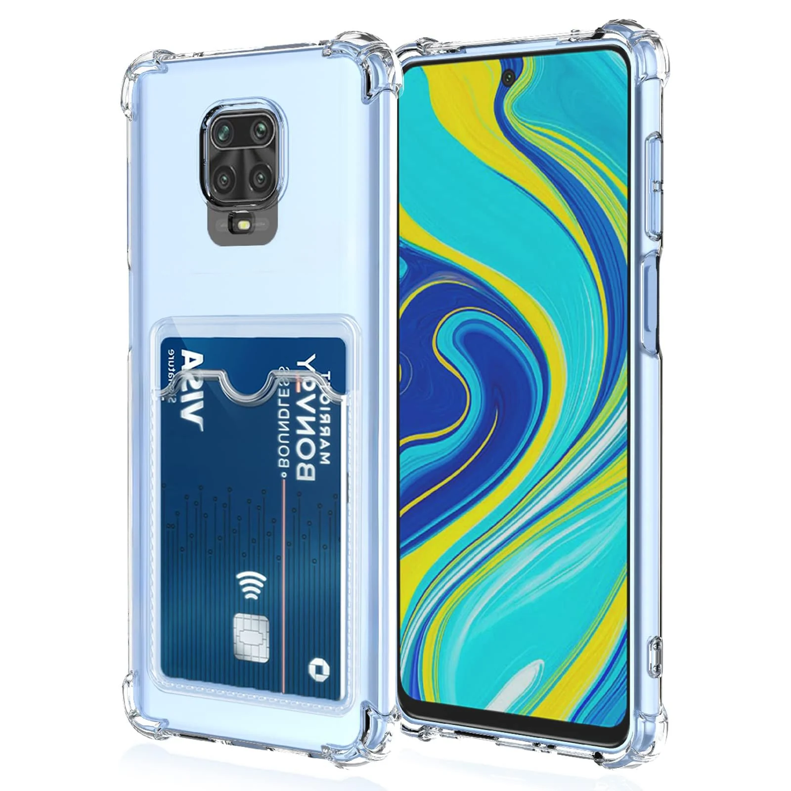 DL3 Mobilak Clear TPU Wallet Case with Card Slot and Camera Protection for Xiaomi Redmi Note 9S / 9 Pro / 9 Pro Max - Clear