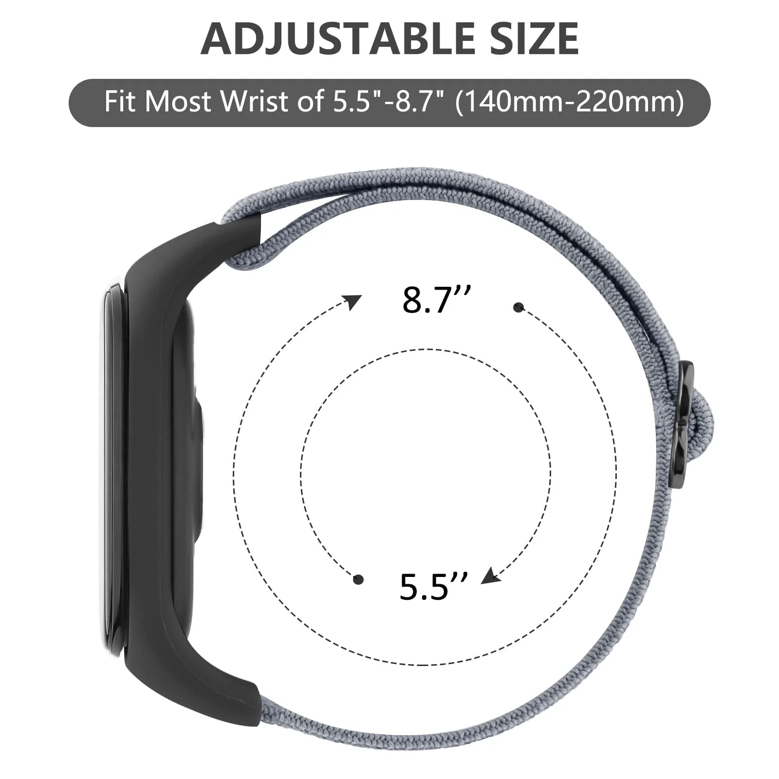 DL3 Mobilak Nylon Loop Stretchy Strap for Xiaomi Mi Band 7/Mi Band 6/Mi Band 5/Mi Band 4/Mi Band 3, Adjustable Elastic Sport Band for Mi Band 7 6 5 4 3, Strap Smart Watch Accessories (Denim) - Denim Blue
